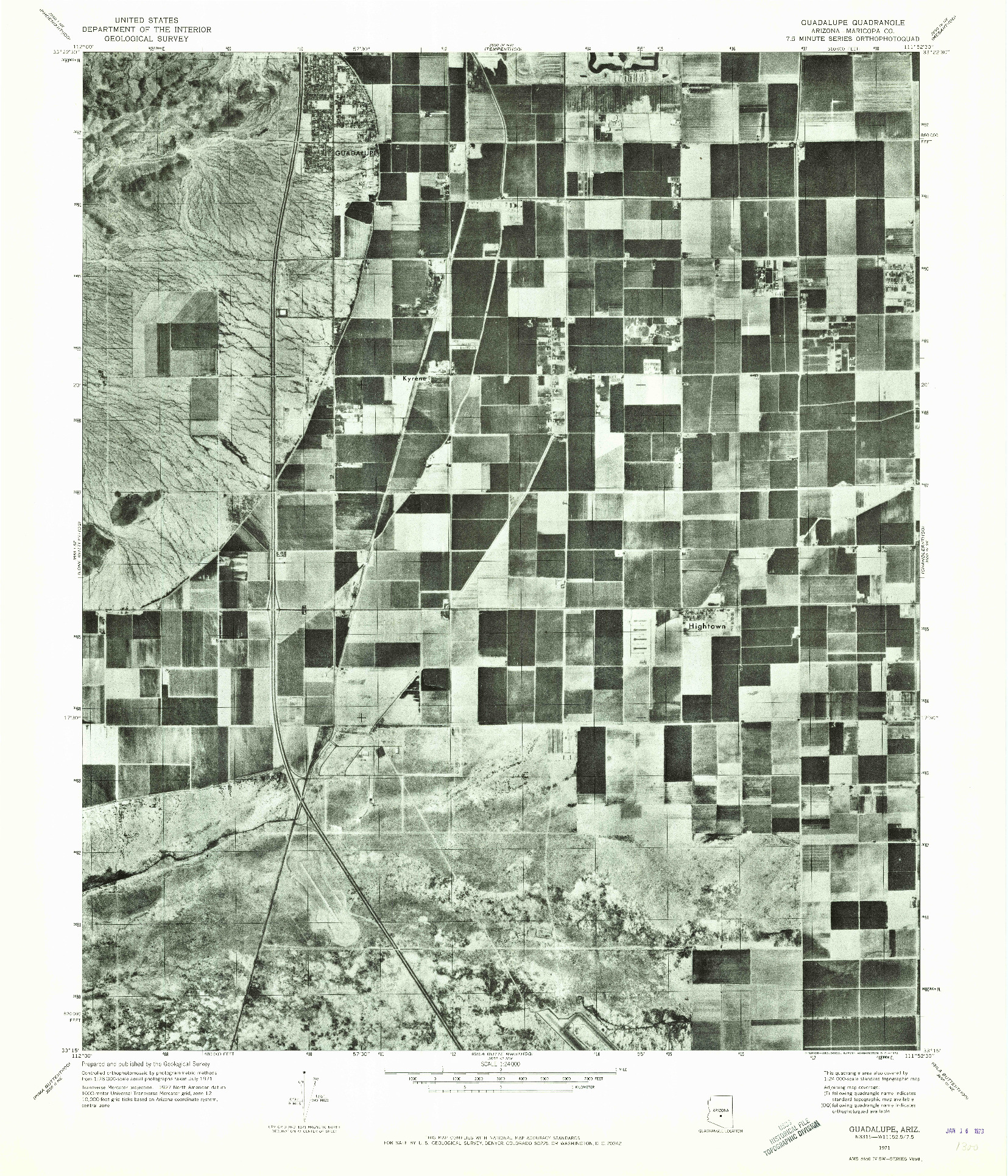 USGS 1:24000-SCALE QUADRANGLE FOR GUADALUPE, AZ 1971