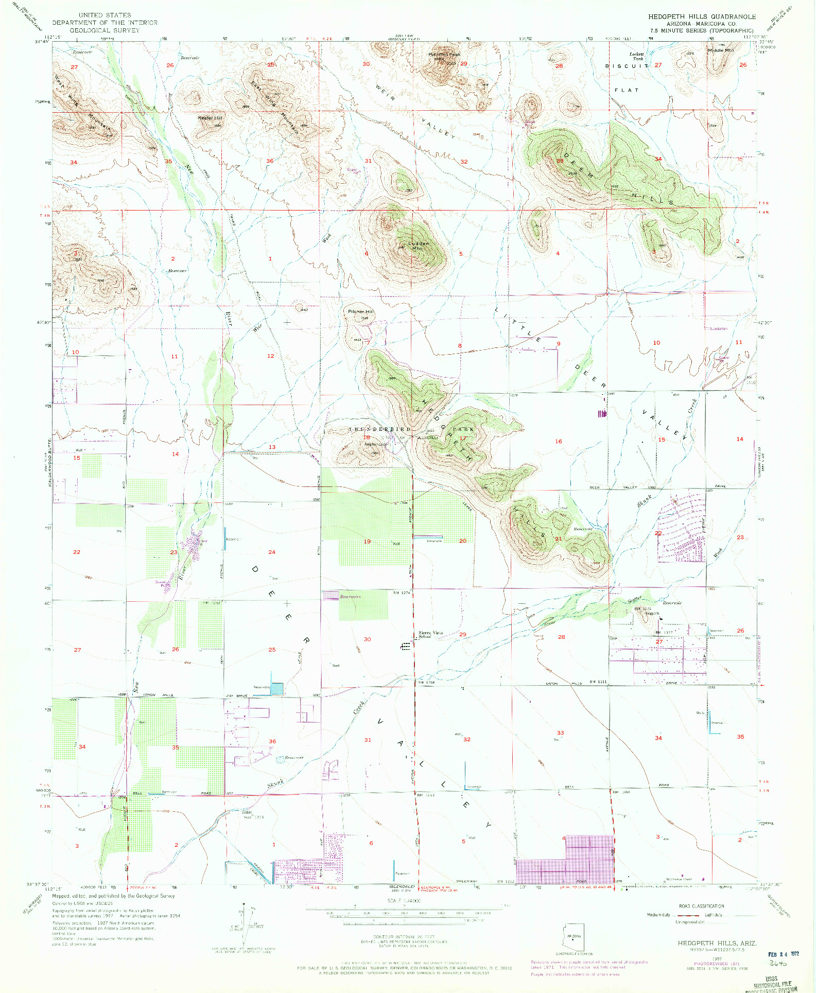 USGS 1:24000-SCALE QUADRANGLE FOR HEDGPETH HILLS, AZ 1957