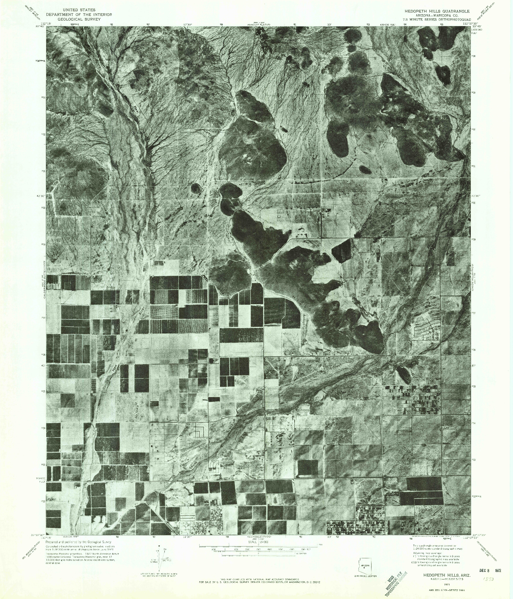 USGS 1:24000-SCALE QUADRANGLE FOR HEDGPETH HILLS, AZ 1971