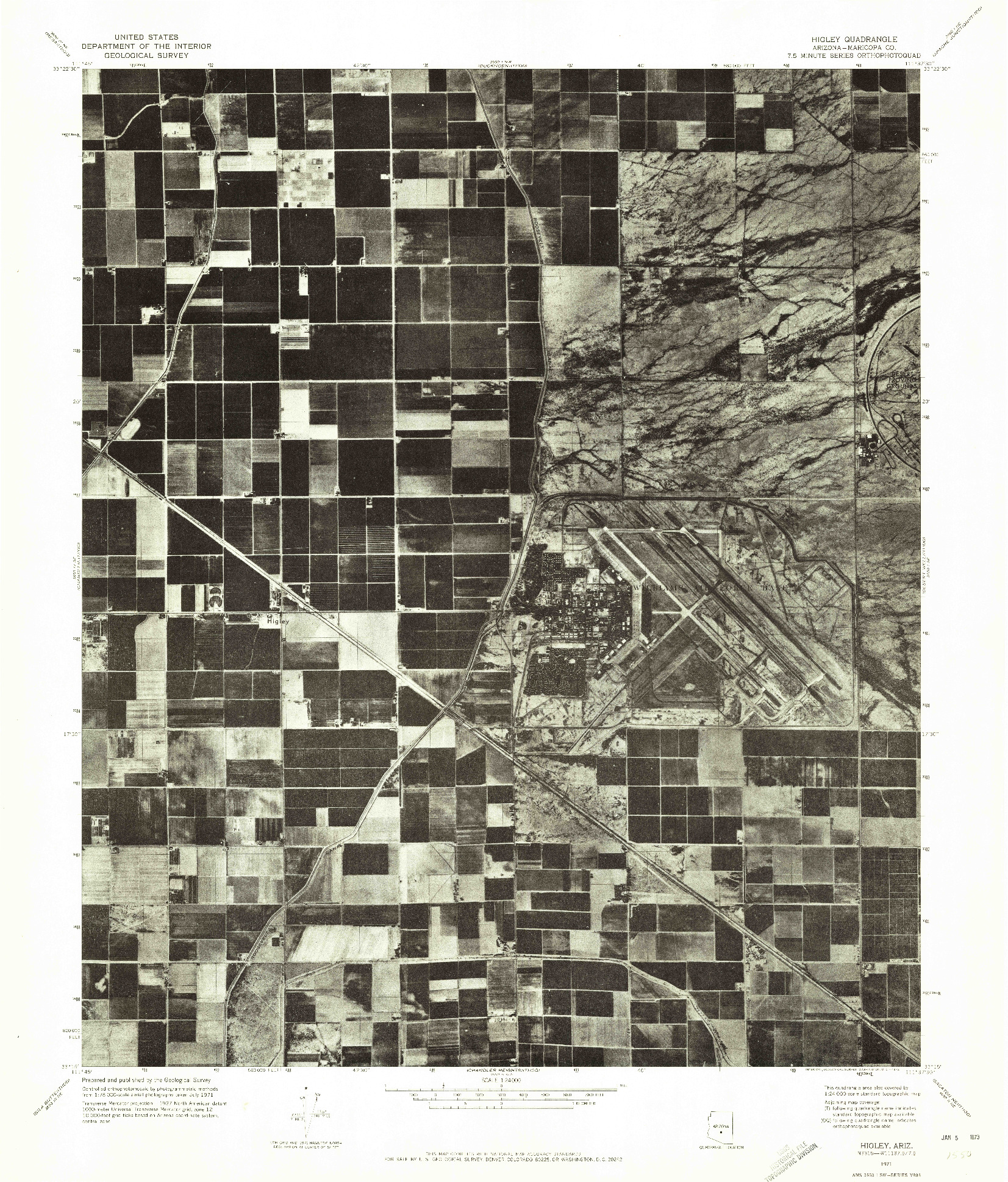 USGS 1:24000-SCALE QUADRANGLE FOR HIGLEY, AZ 1971