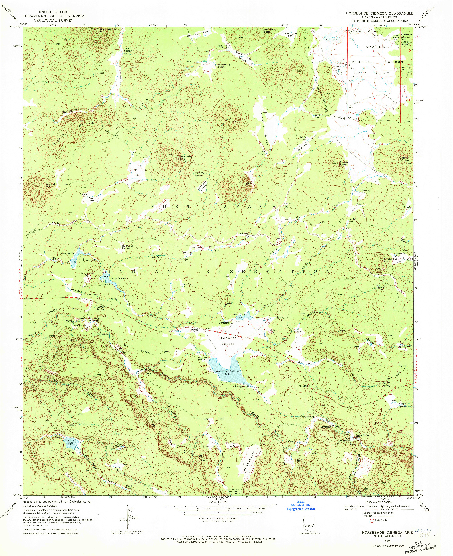 USGS 1:24000-SCALE QUADRANGLE FOR HORSESHOE CIENEGA, AZ 1969