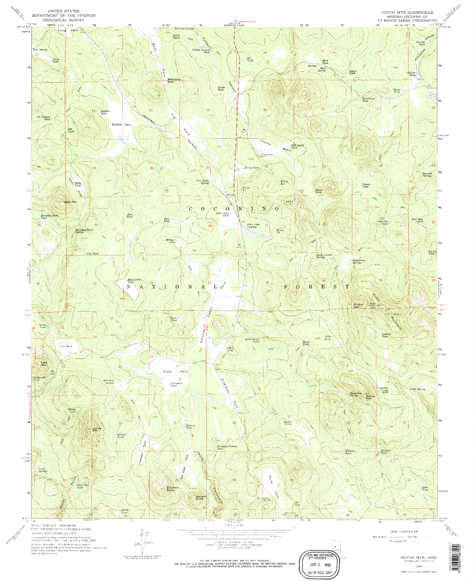 USGS 1:24000-SCALE QUADRANGLE FOR HUTCH MTN., AZ 1965