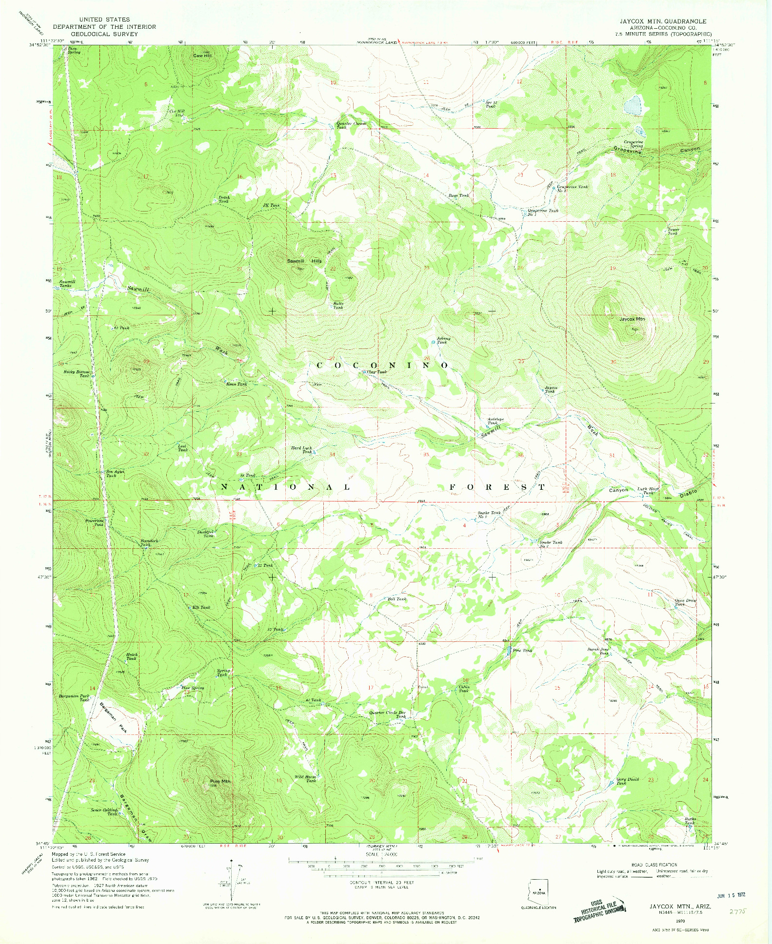 USGS 1:24000-SCALE QUADRANGLE FOR JAYCOX MTN., AZ 1970