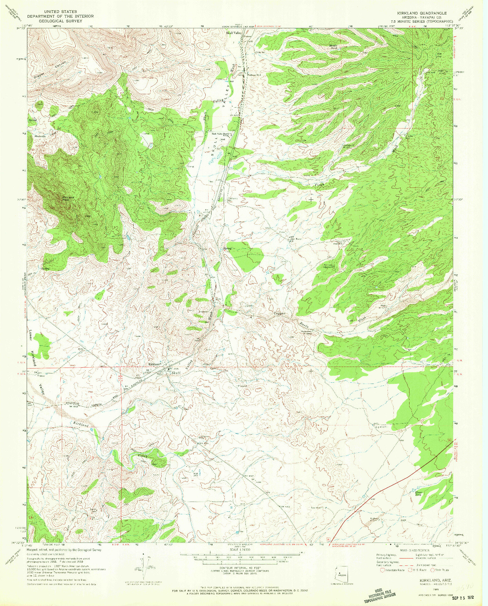 USGS 1:24000-SCALE QUADRANGLE FOR KIRKLAND, AZ 1969