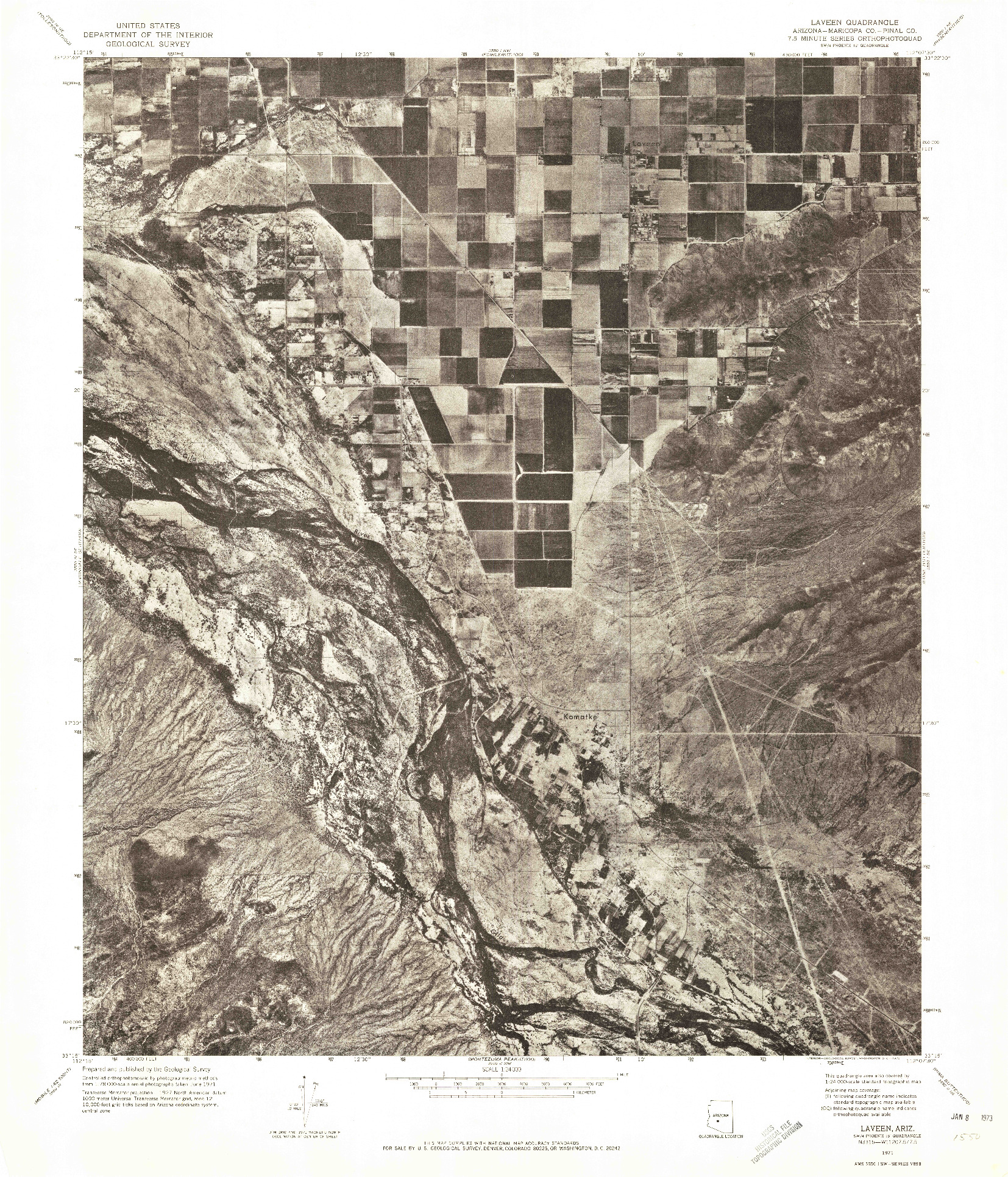 USGS 1:24000-SCALE QUADRANGLE FOR LAVEEN, AZ 1971