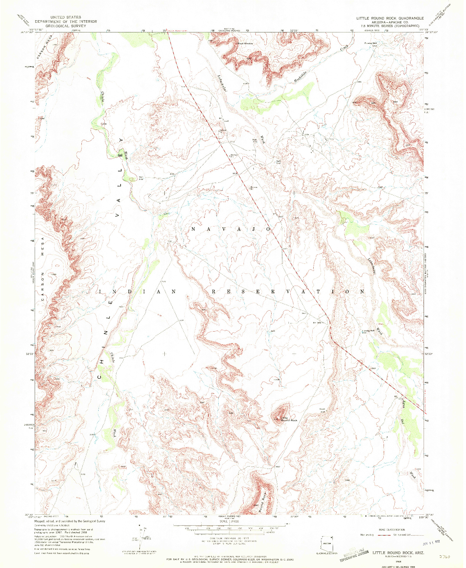 USGS 1:24000-SCALE QUADRANGLE FOR LITTLE ROUND ROCK, AZ 1968