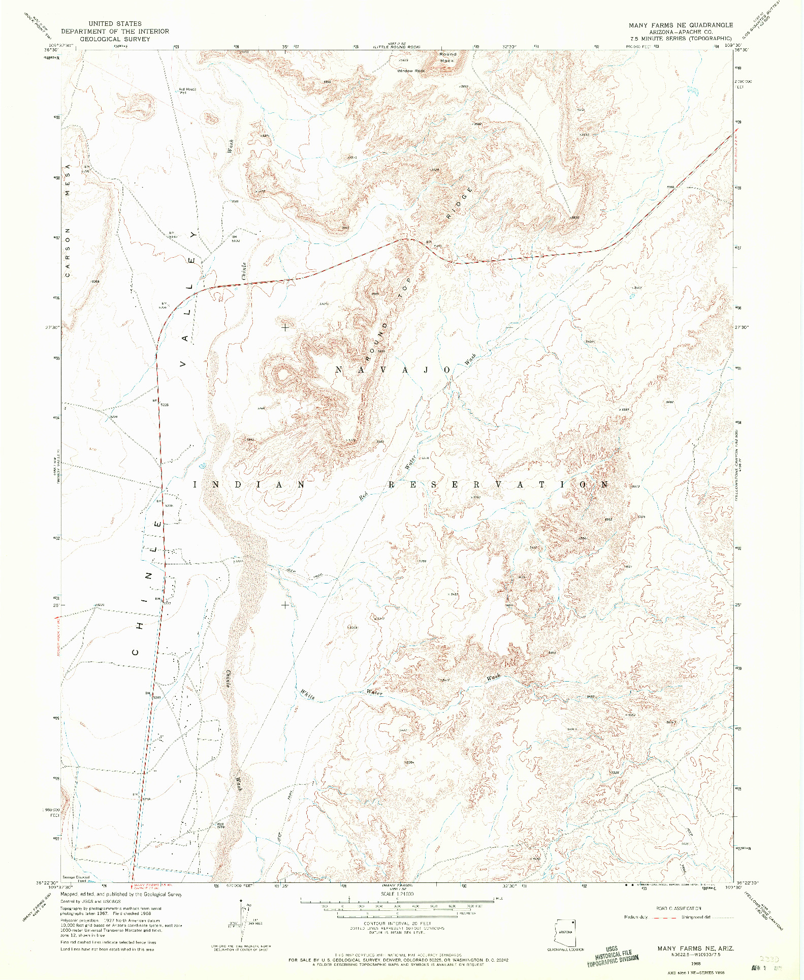 USGS 1:24000-SCALE QUADRANGLE FOR MANY FARMS NE, AZ 1968