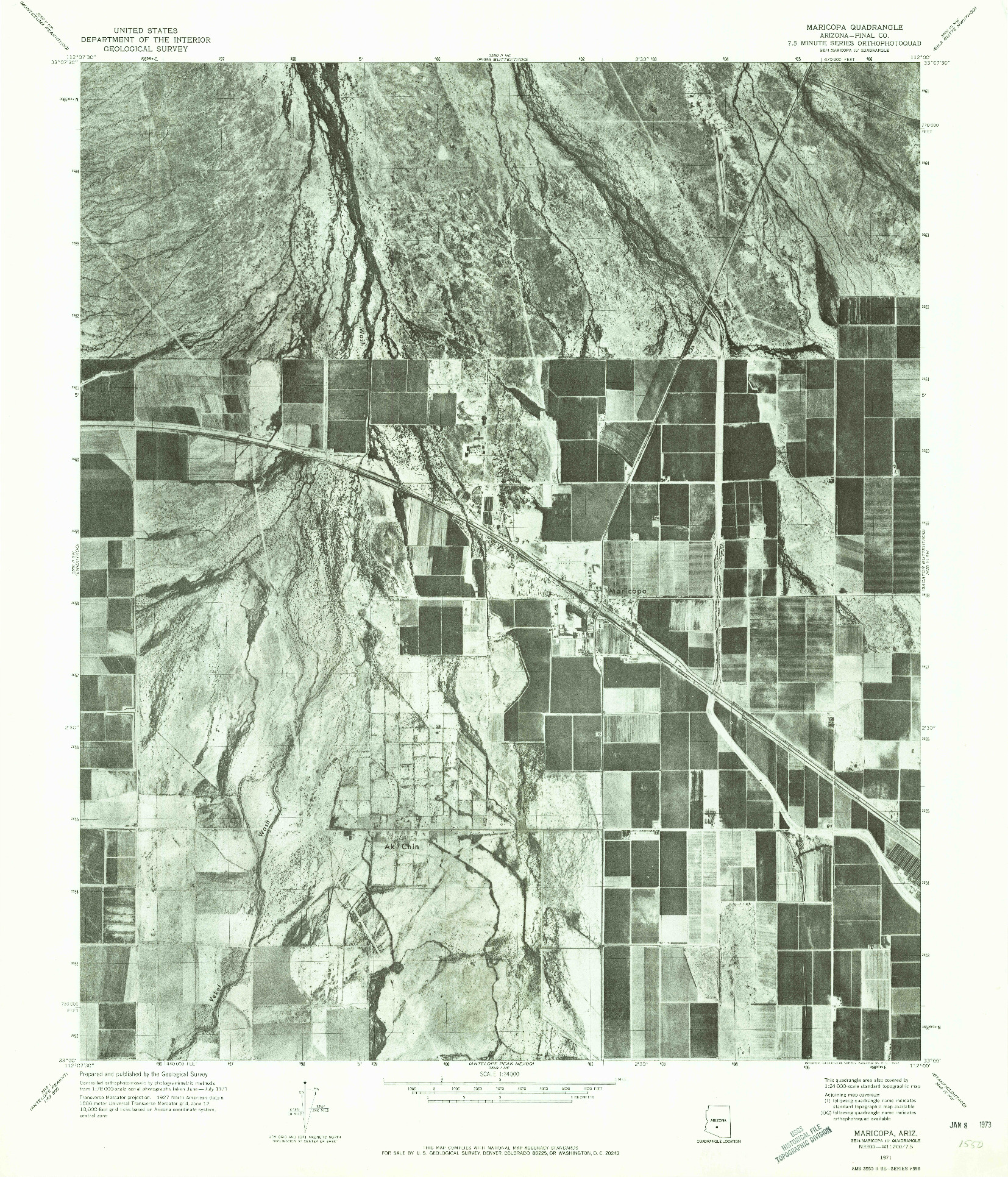 USGS 1:24000-SCALE QUADRANGLE FOR MARICOPA, AZ 1971