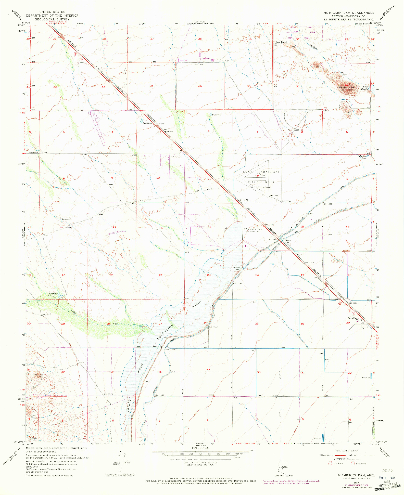 USGS 1:24000-SCALE QUADRANGLE FOR MCMICKEN DAM, AZ 1957
