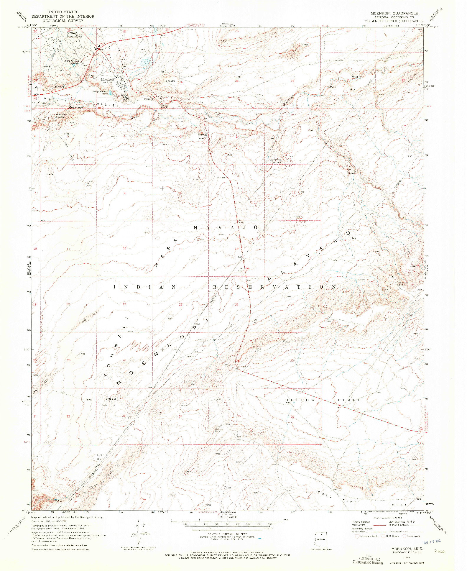 USGS 1:24000-SCALE QUADRANGLE FOR MOENKOPI, AZ 1969