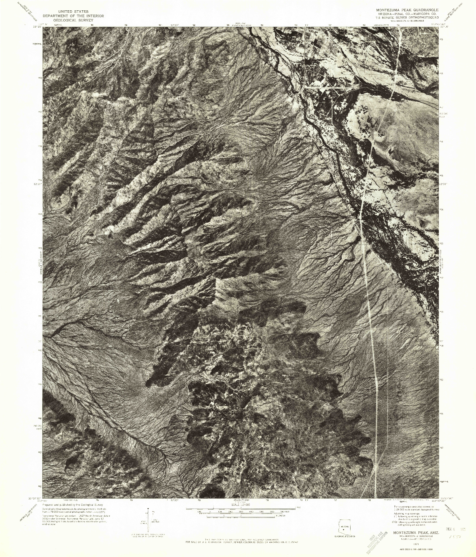 USGS 1:24000-SCALE QUADRANGLE FOR MONTEZUMA PEAK, AZ 1971