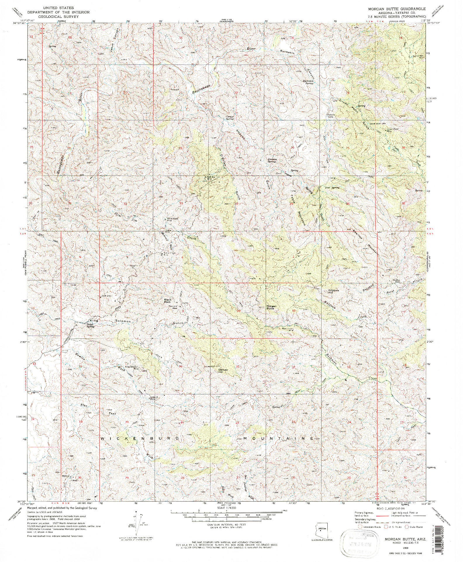 USGS 1:24000-SCALE QUADRANGLE FOR MORGAN BUTTE, AZ 1969