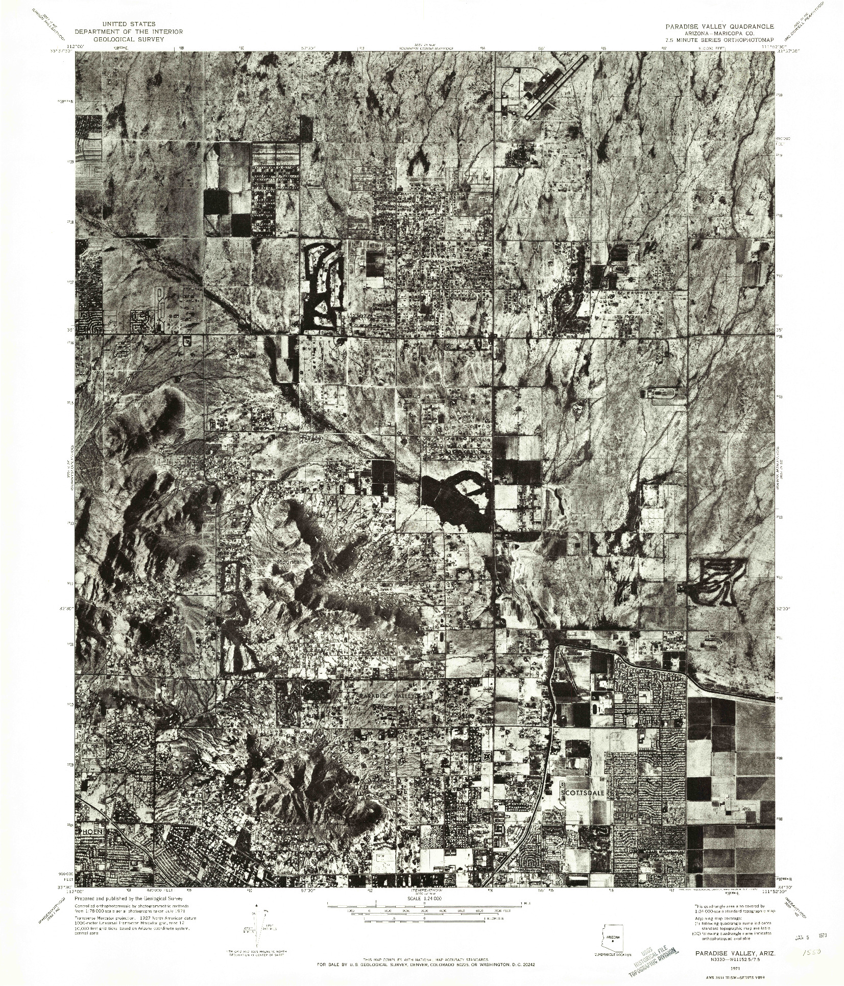 USGS 1:24000-SCALE QUADRANGLE FOR PARADISE VALLEY, AZ 1971