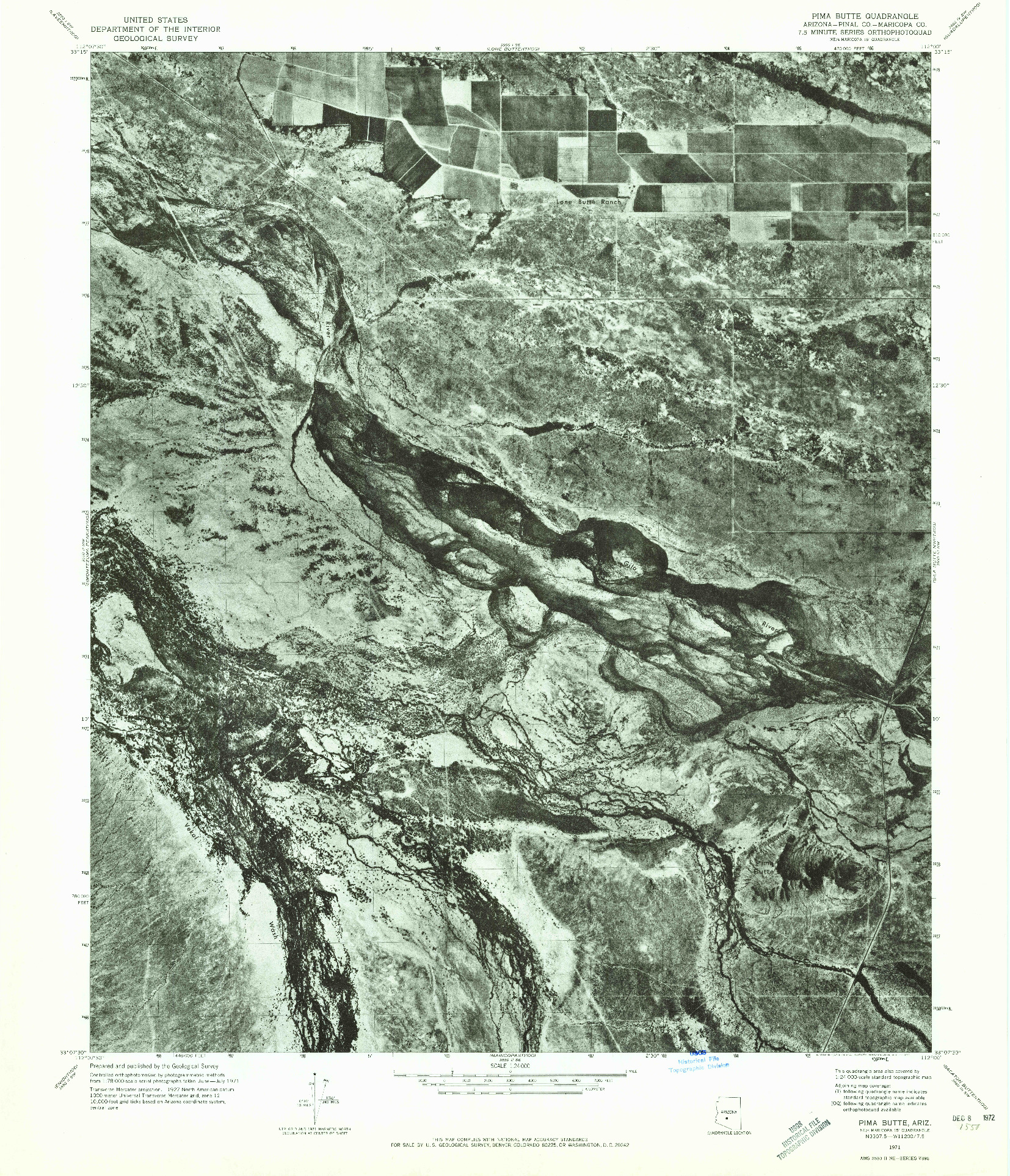 USGS 1:24000-SCALE QUADRANGLE FOR PIMA BUTTE, AZ 1971