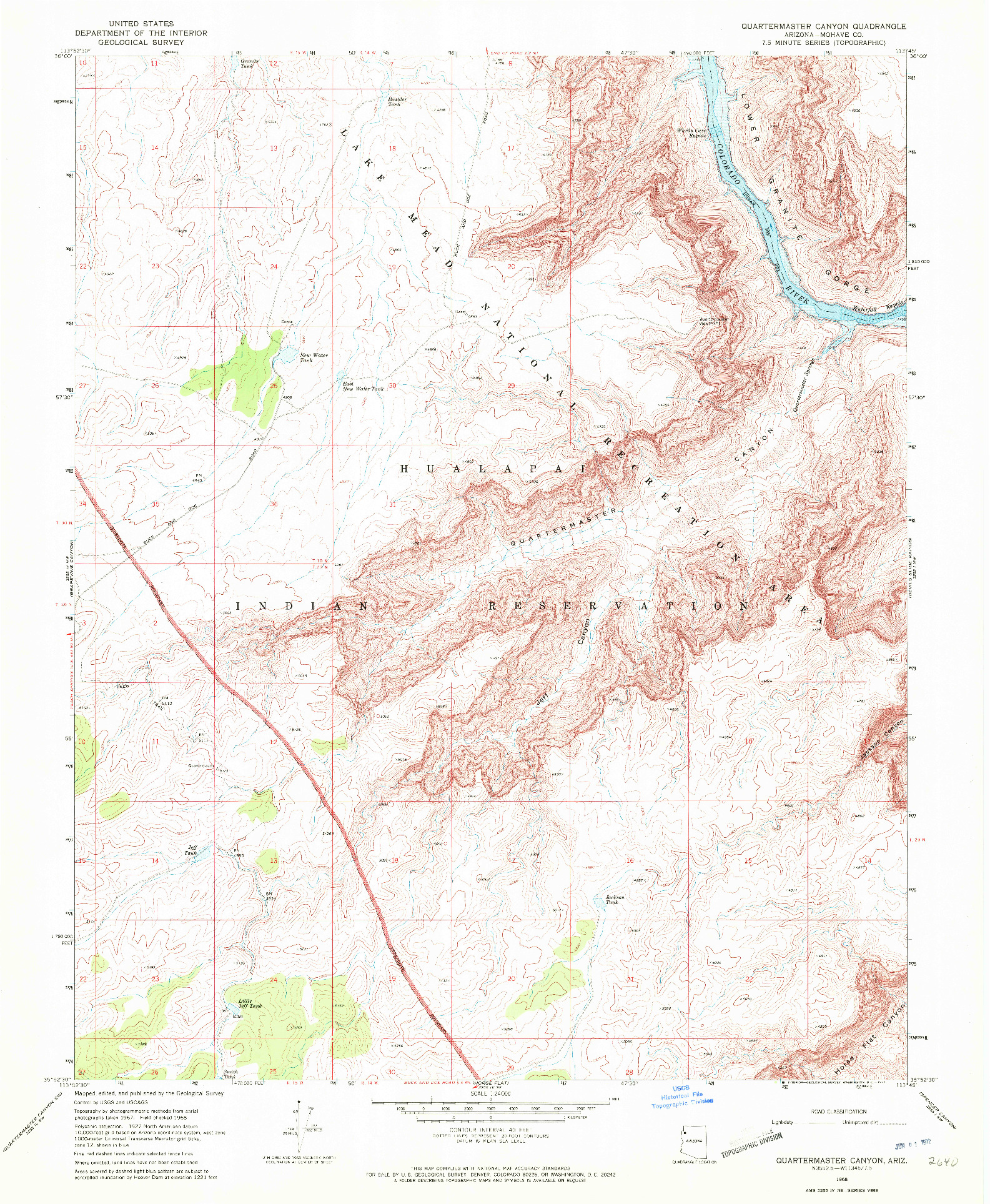 USGS 1:24000-SCALE QUADRANGLE FOR QUARTERMASTER CANYON, AZ 1968