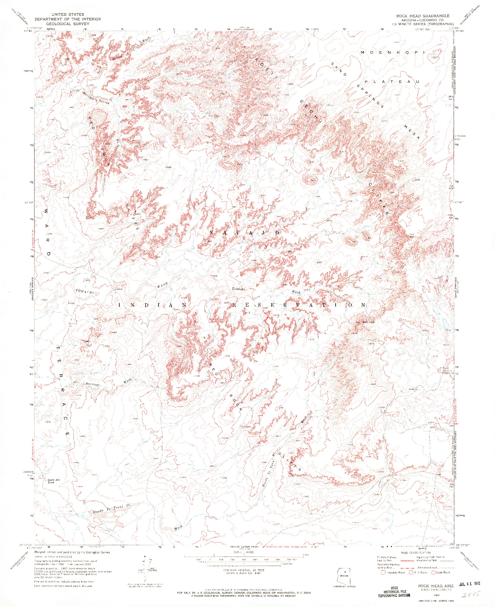 USGS 1:24000-SCALE QUADRANGLE FOR ROCK HEAD, AZ 1969