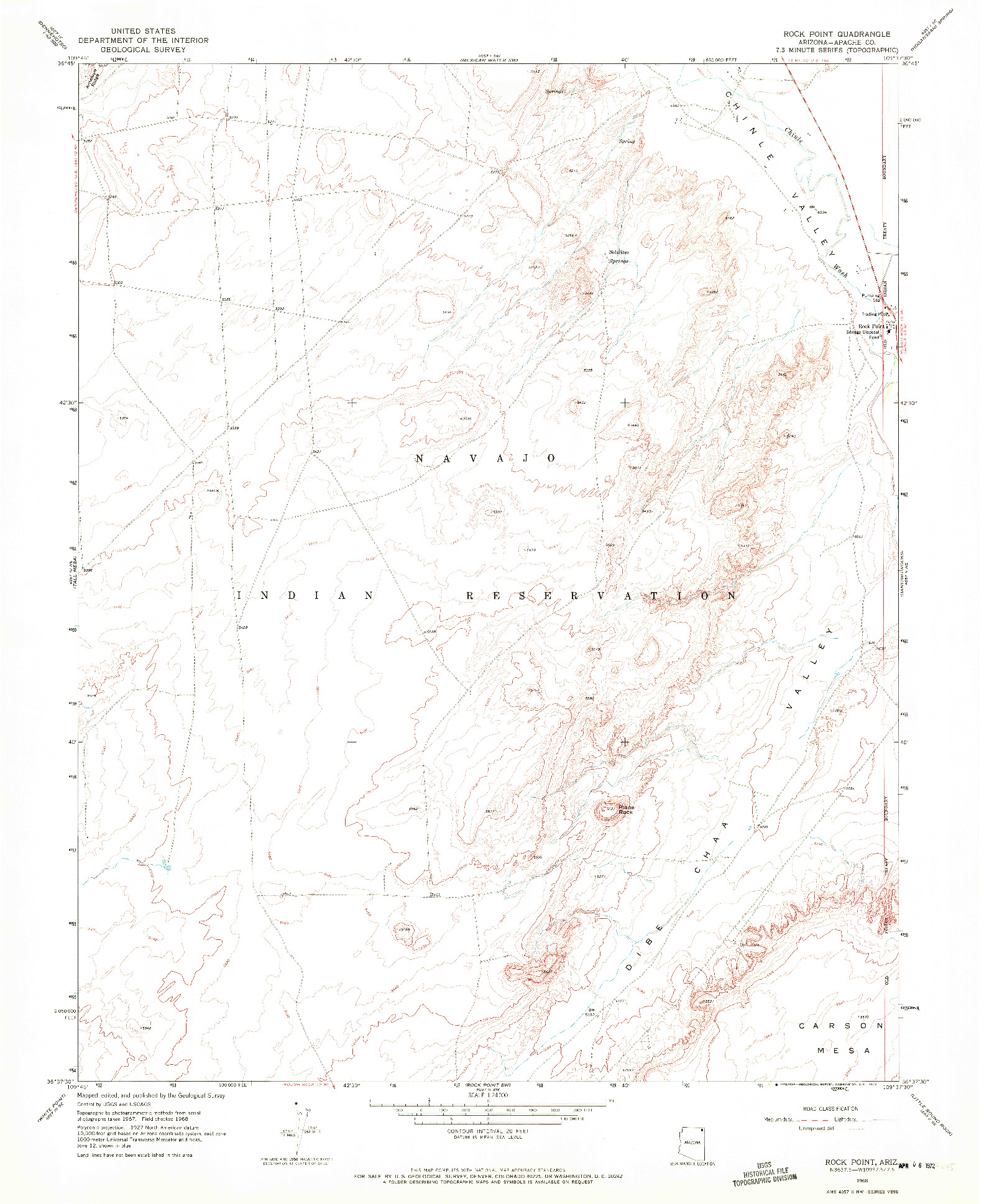 USGS 1:24000-SCALE QUADRANGLE FOR ROCK POINT, AZ 1968