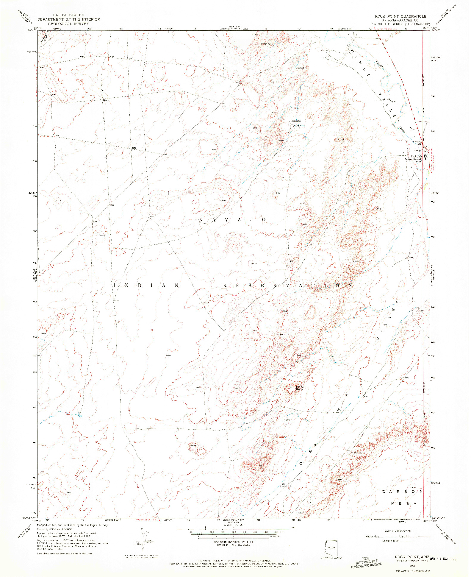 USGS 1:24000-SCALE QUADRANGLE FOR ROCK POINT, AZ 1968
