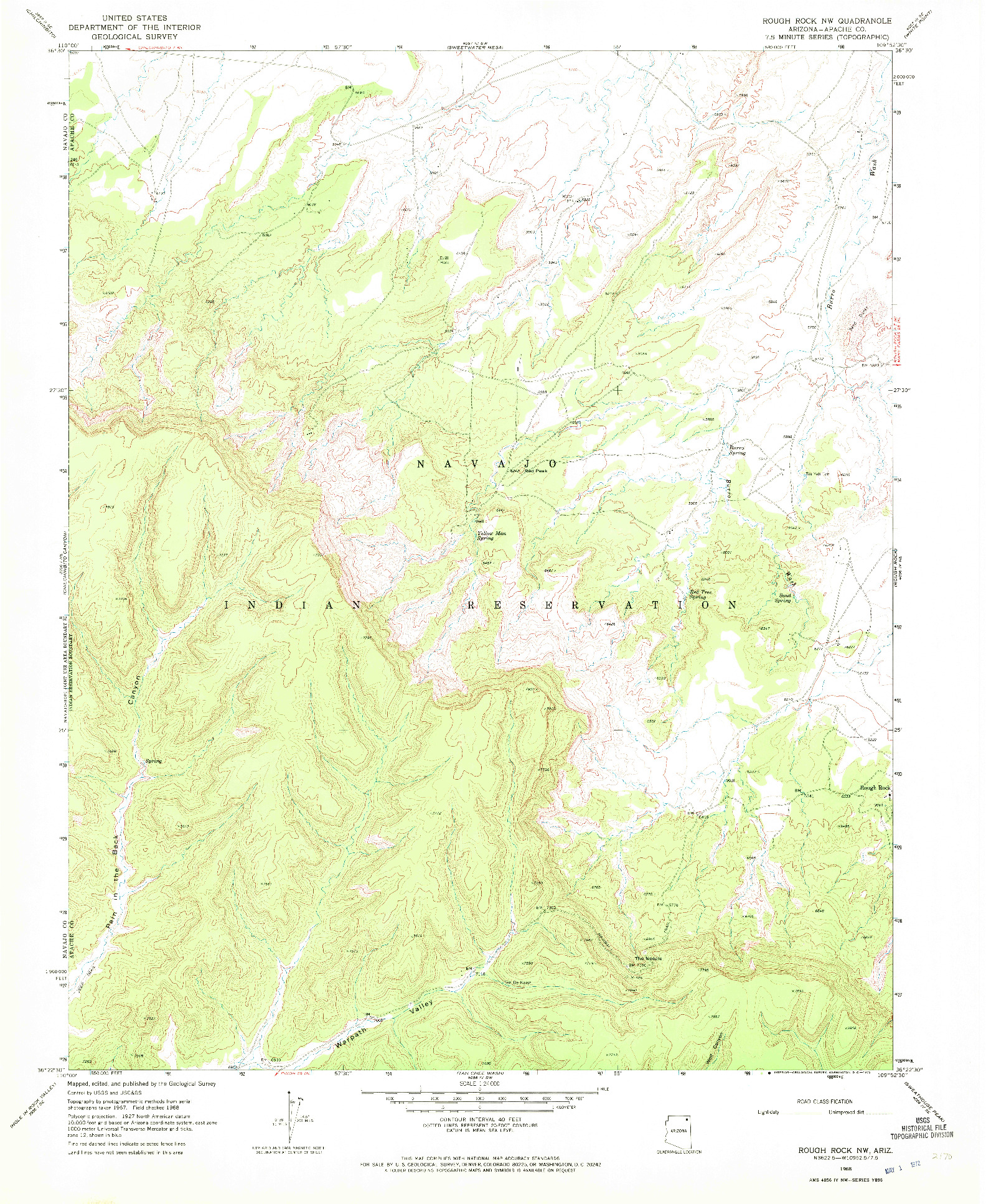 USGS 1:24000-SCALE QUADRANGLE FOR ROUGH ROCK NW, AZ 1968
