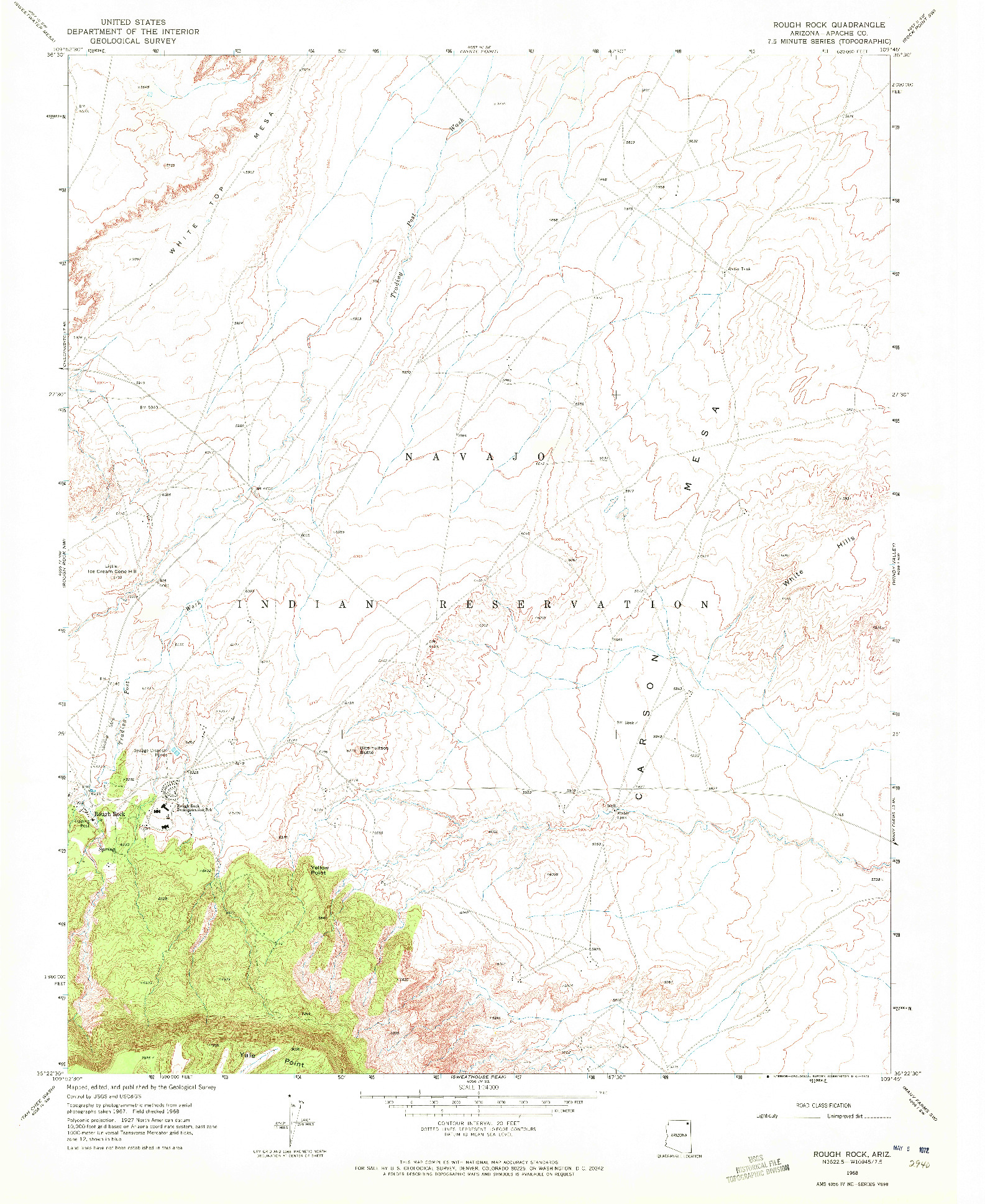 USGS 1:24000-SCALE QUADRANGLE FOR ROUGH ROCK, AZ 1968