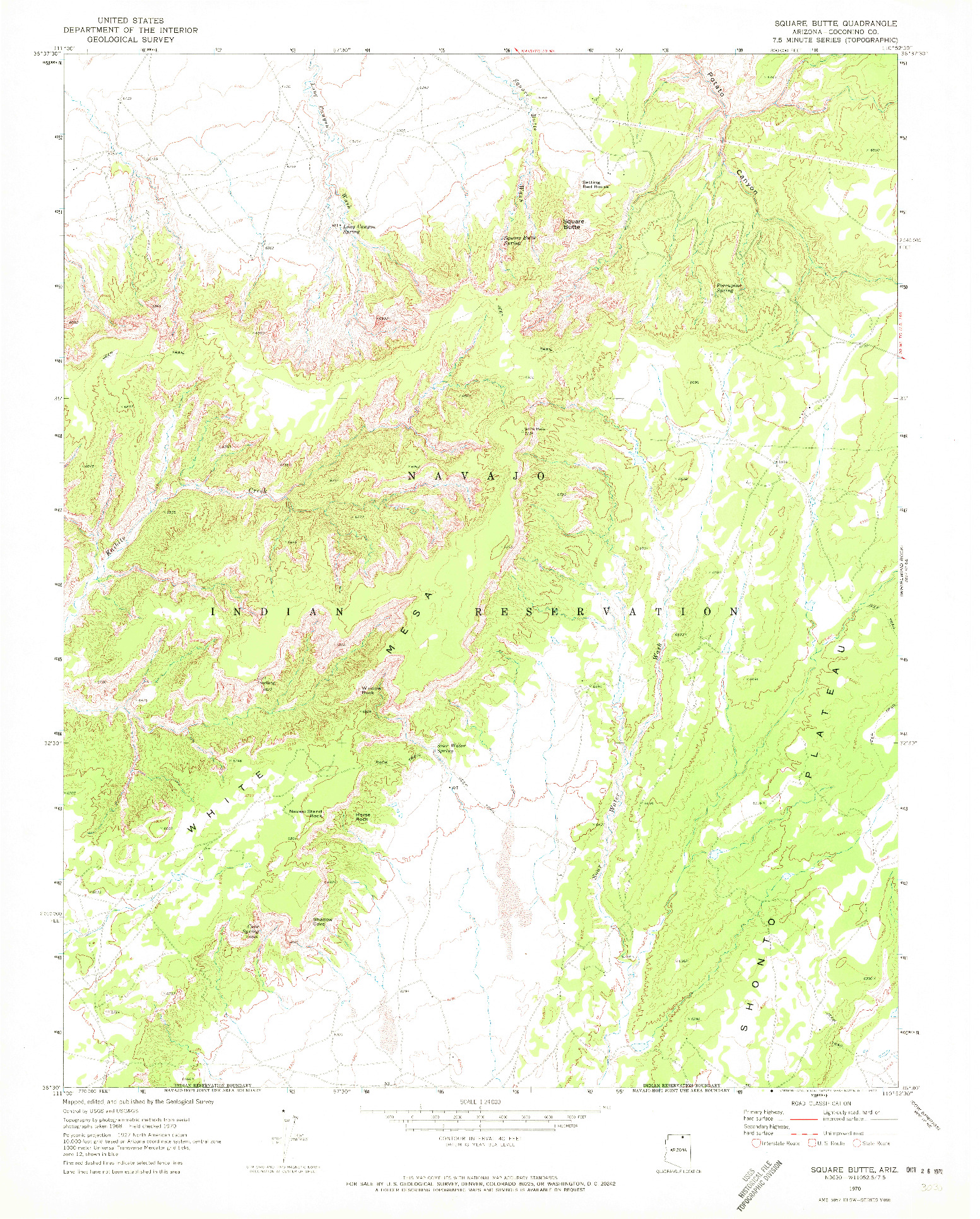 USGS 1:24000-SCALE QUADRANGLE FOR SQUARE BUTTE, AZ 1970