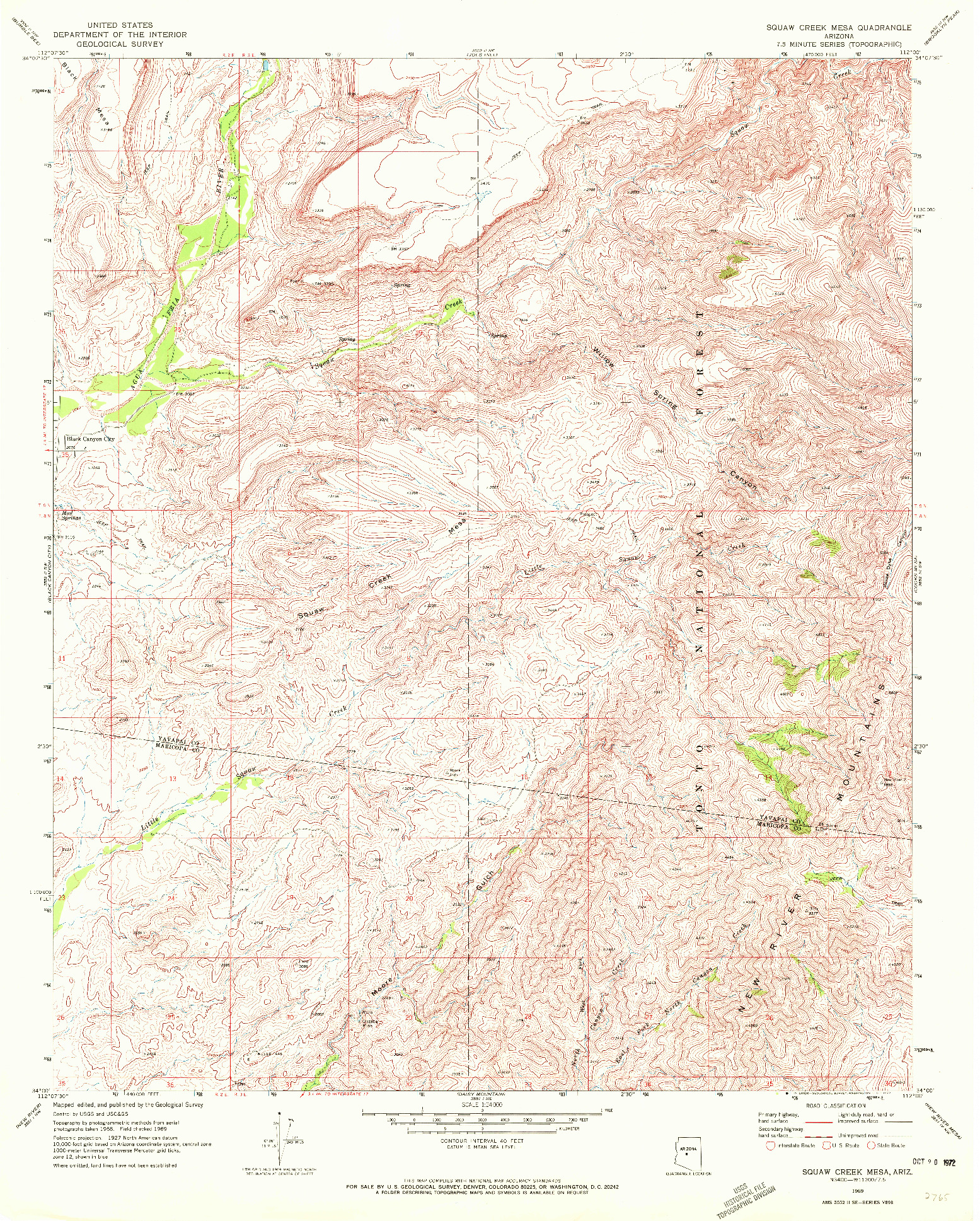 USGS 1:24000-SCALE QUADRANGLE FOR SQUAW CREEK MESA, AZ 1969