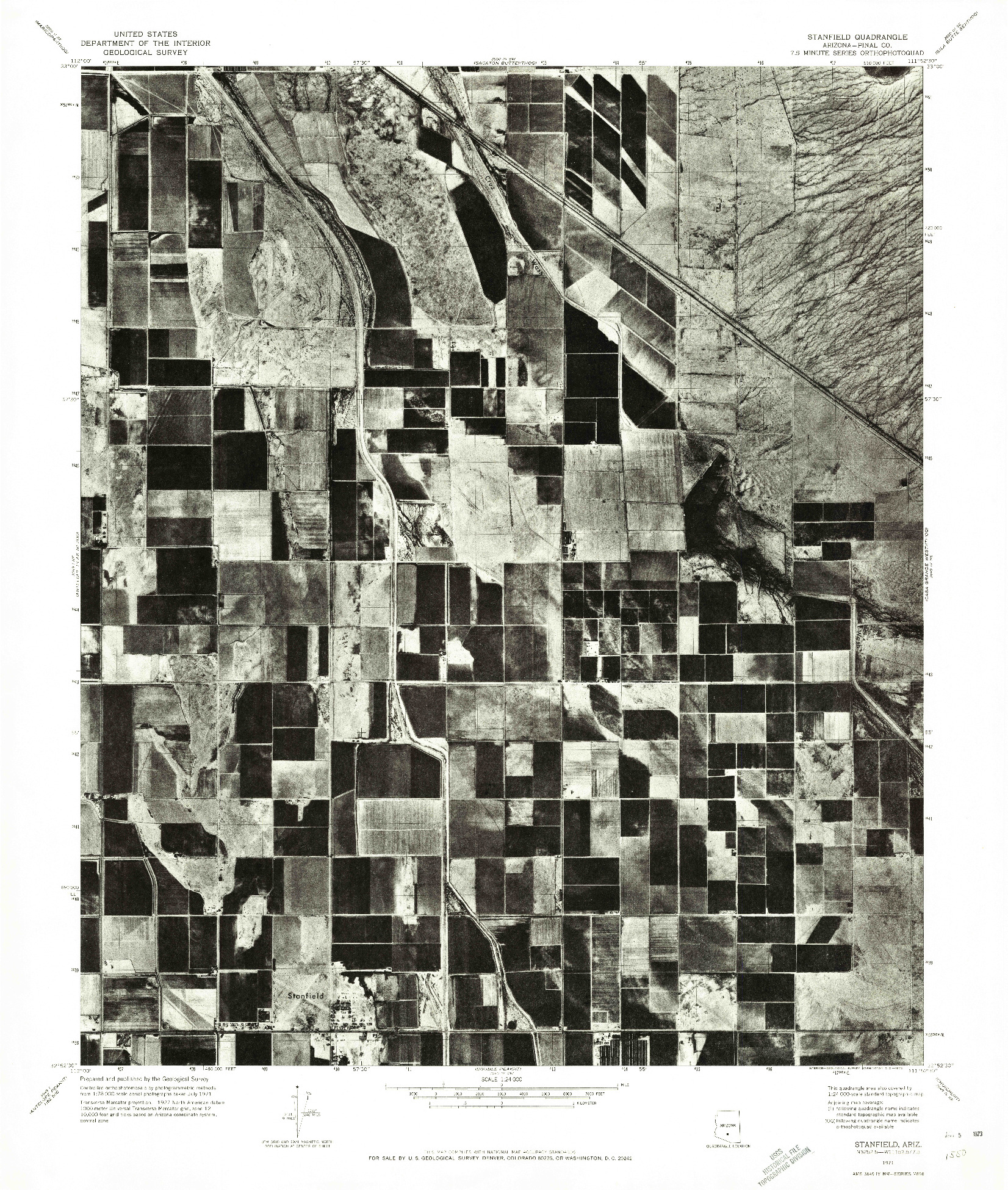 USGS 1:24000-SCALE QUADRANGLE FOR STANFIELD, AZ 1971