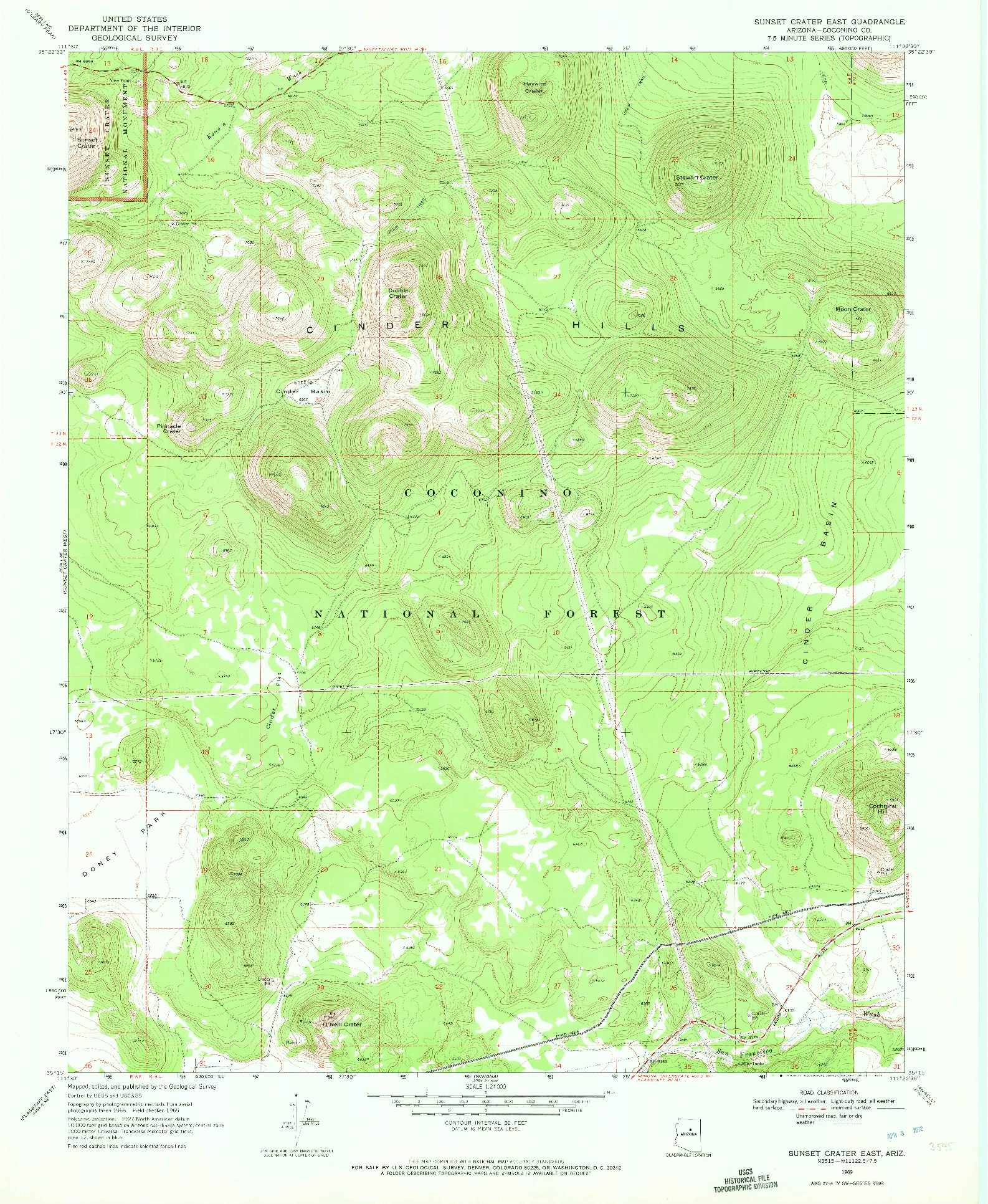 USGS 1:24000-SCALE QUADRANGLE FOR SUNSET CRATER EAST, AZ 1969