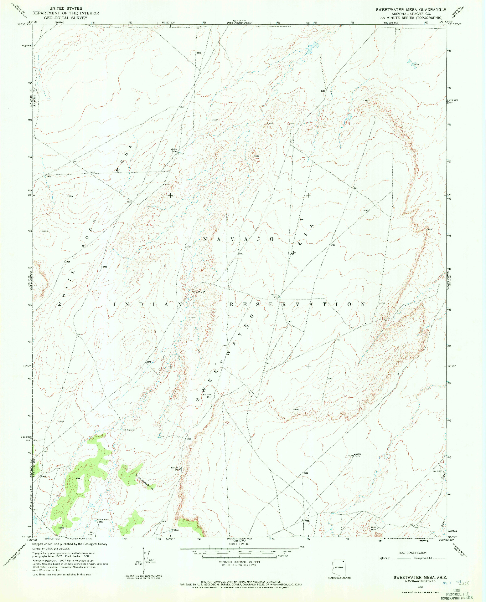 USGS 1:24000-SCALE QUADRANGLE FOR SWEETWATER MESA, AZ 1968