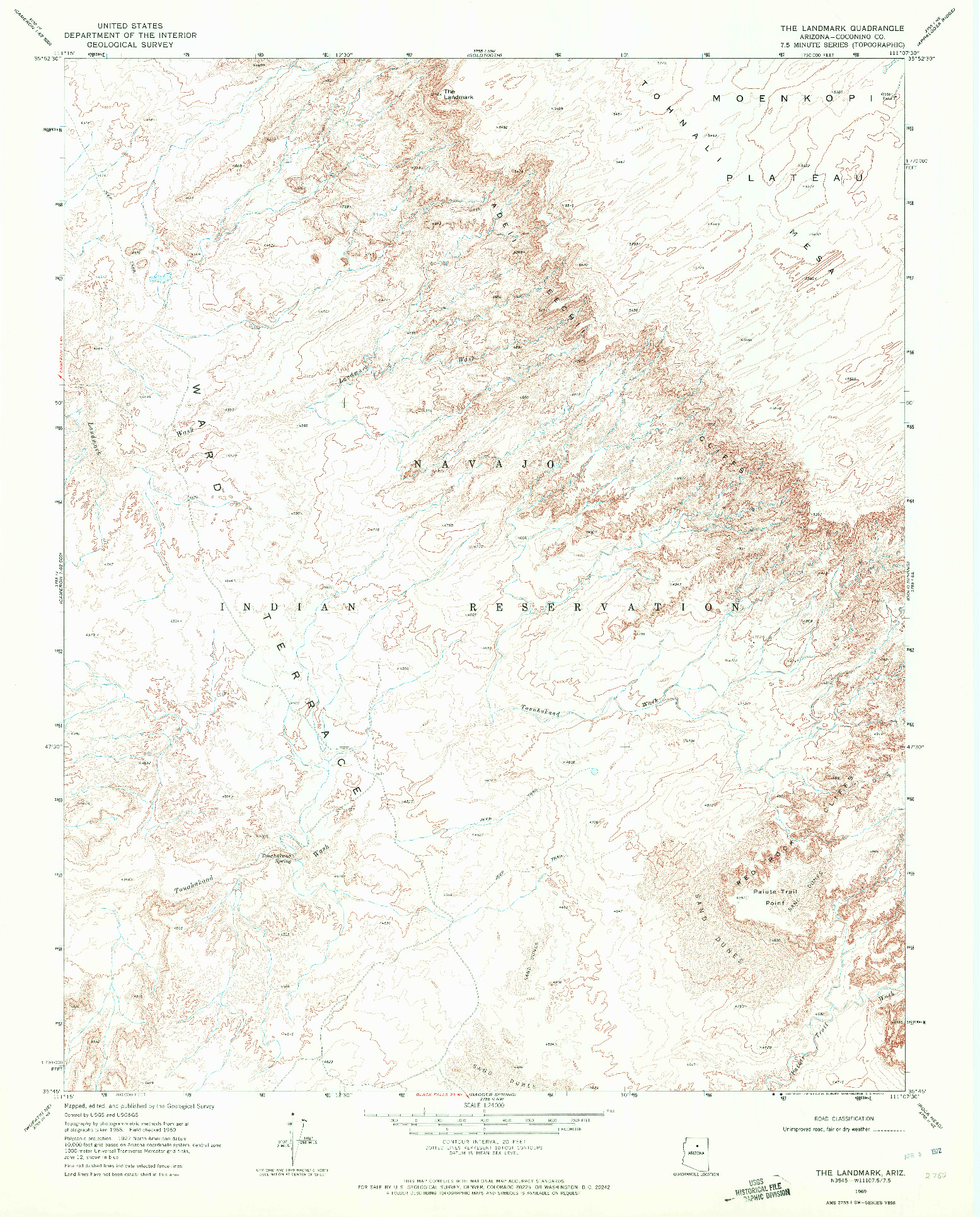 USGS 1:24000-SCALE QUADRANGLE FOR THE LANDMARK, AZ 1969