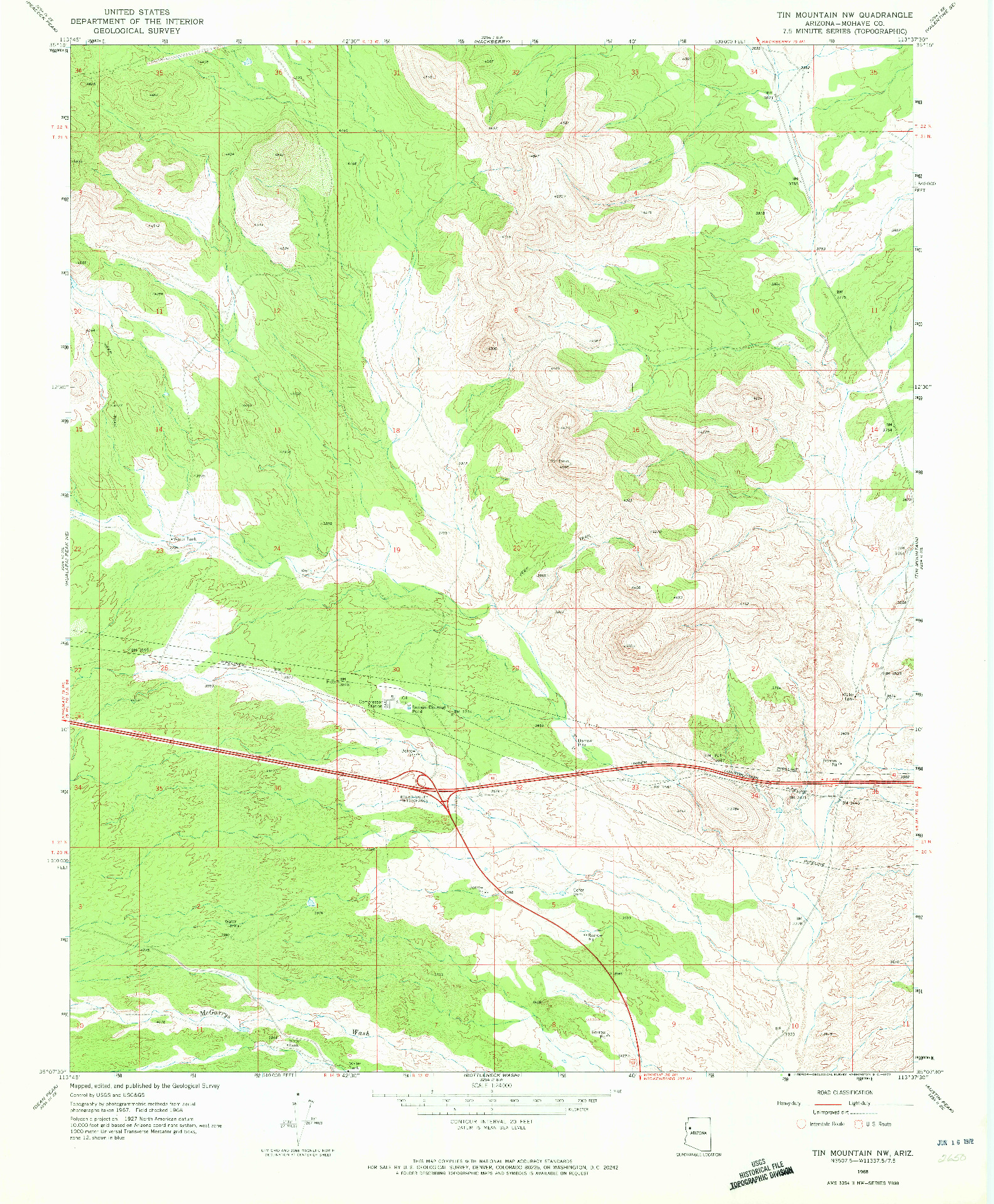 USGS 1:24000-SCALE QUADRANGLE FOR TIN MOUNTAIN NW, AZ 1968