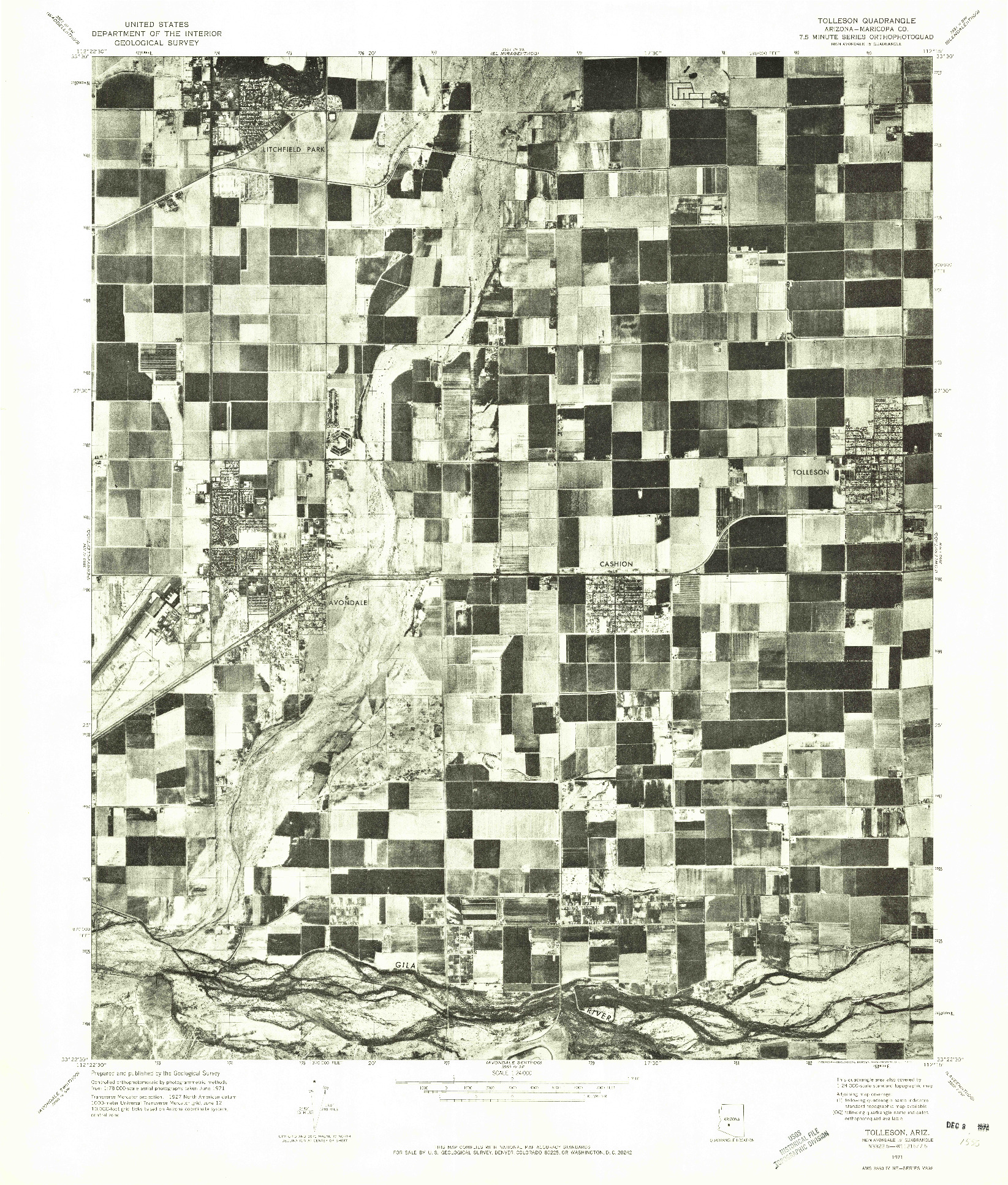 USGS 1:24000-SCALE QUADRANGLE FOR TOLLESON, AZ 1971