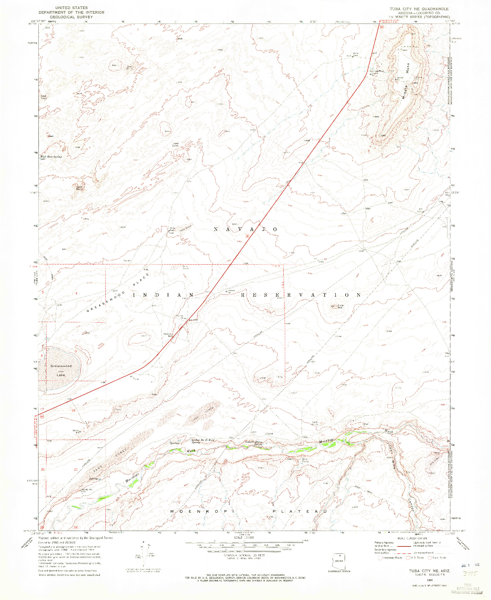 USGS 1:24000-SCALE QUADRANGLE FOR TUBA CITY NE, AZ 1969