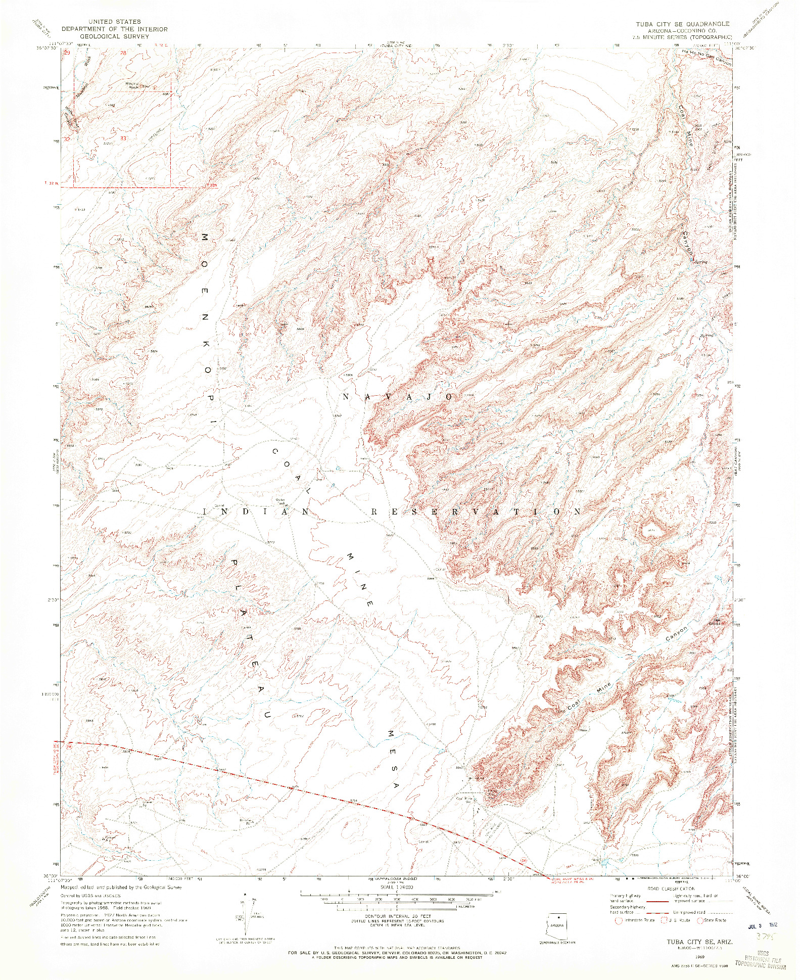 USGS 1:24000-SCALE QUADRANGLE FOR TUBA CITY SE, AZ 1969