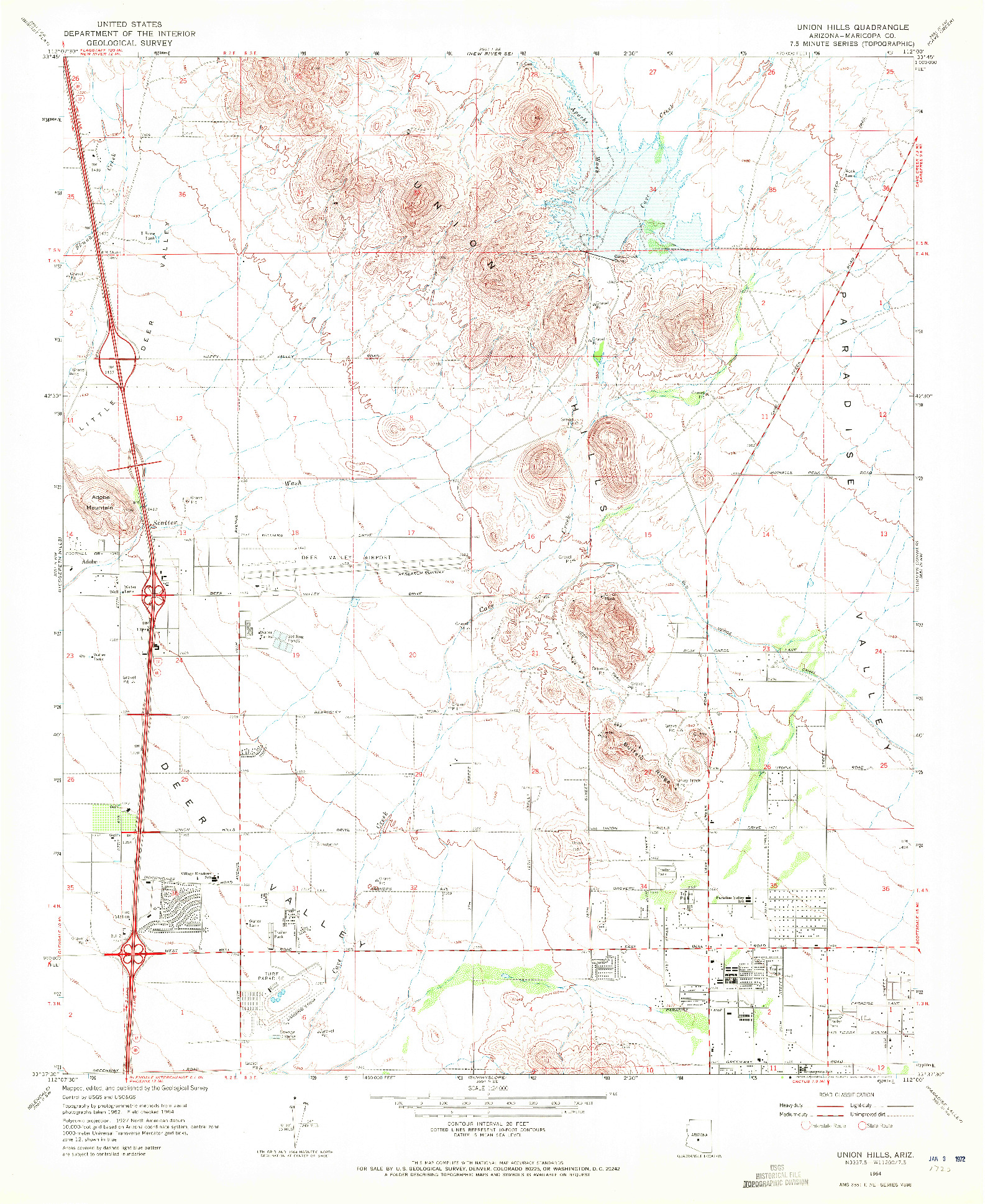 USGS 1:24000-SCALE QUADRANGLE FOR UNION HILLS, AZ 1964