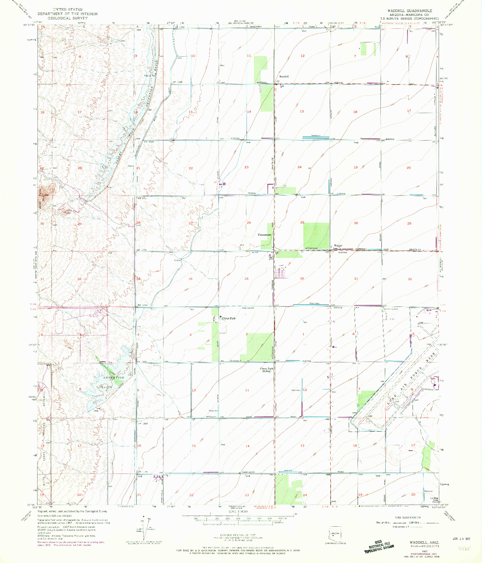 USGS 1:24000-SCALE QUADRANGLE FOR WADDELL, AZ 1957