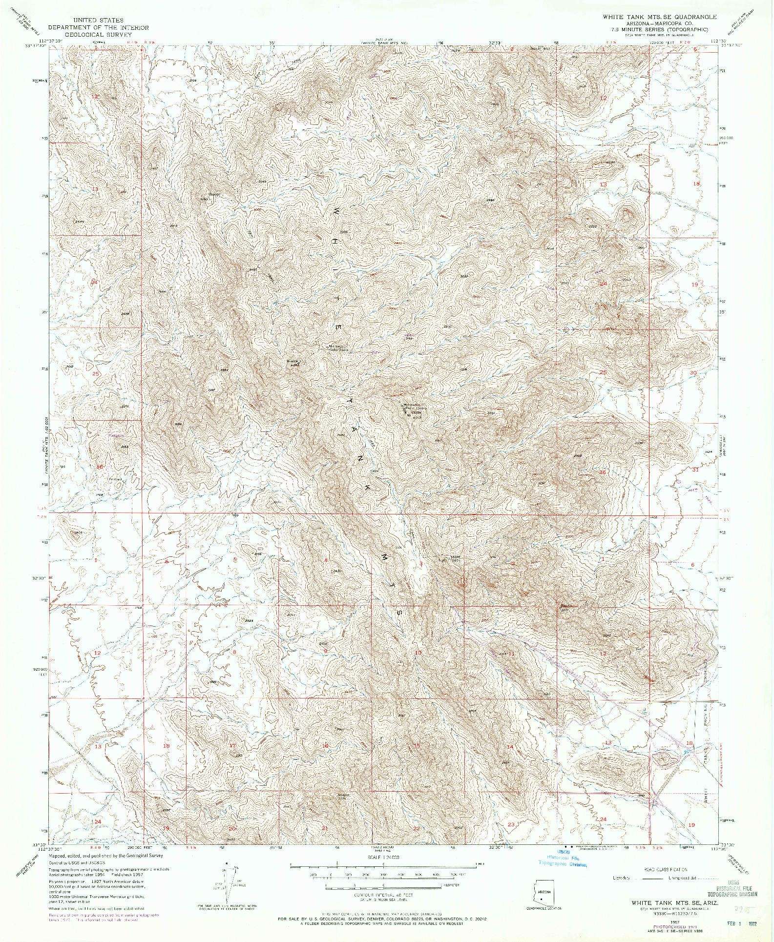 USGS 1:24000-SCALE QUADRANGLE FOR WHITE TANK MTS. SE, AZ 1957