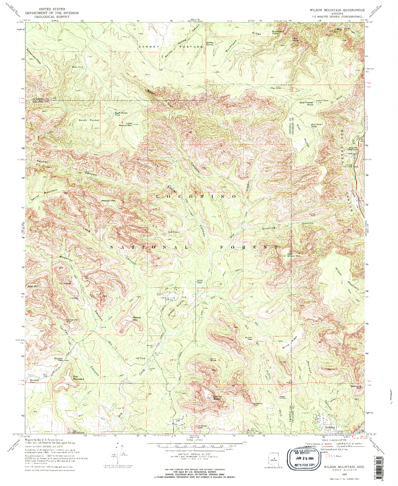 USGS 1:24000-SCALE QUADRANGLE FOR WILSON MOUNTAIN, AZ 1969