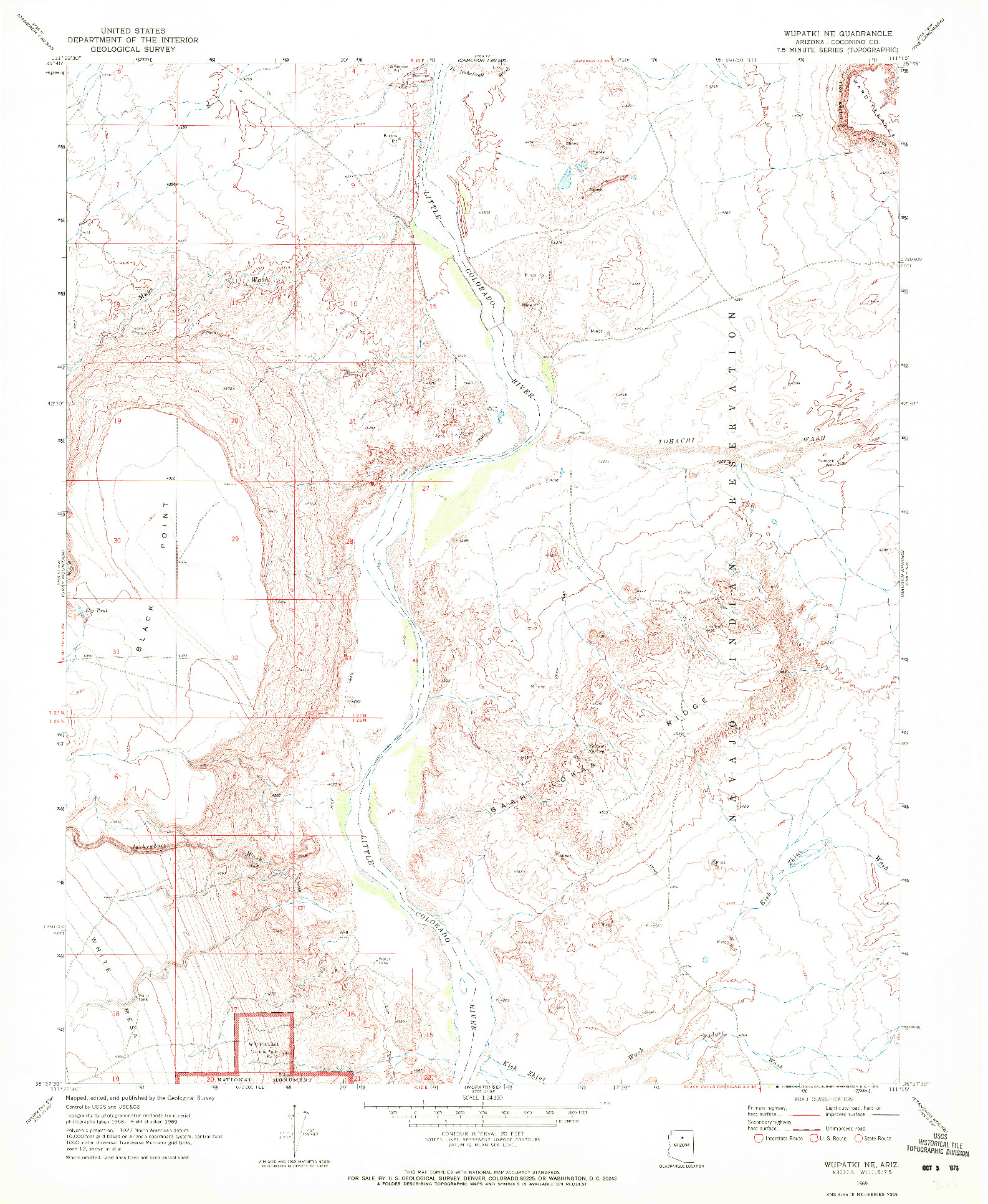 USGS 1:24000-SCALE QUADRANGLE FOR WUPATKI NE, AZ 1969