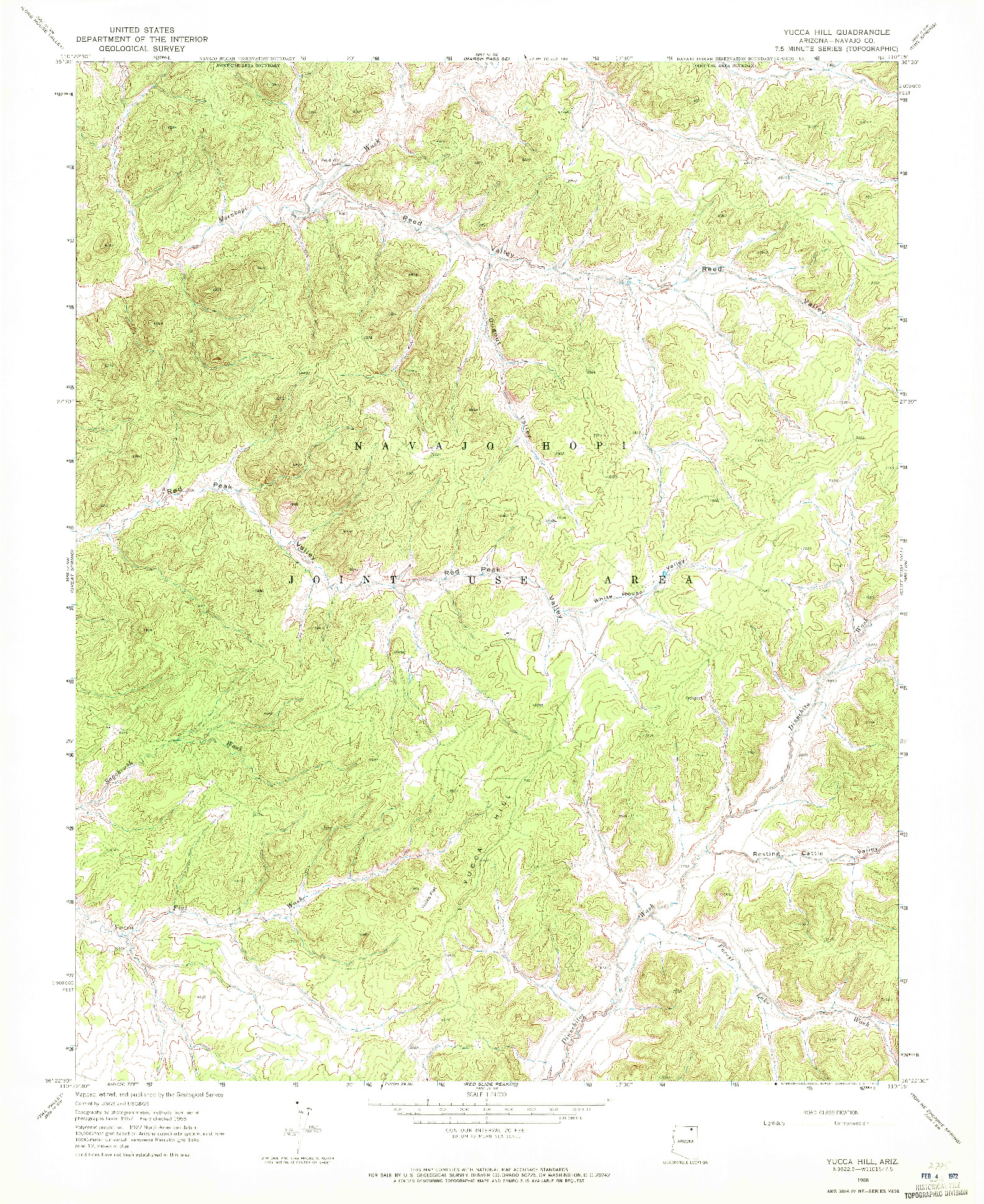 USGS 1:24000-SCALE QUADRANGLE FOR YUCCA HILL, AZ 1968