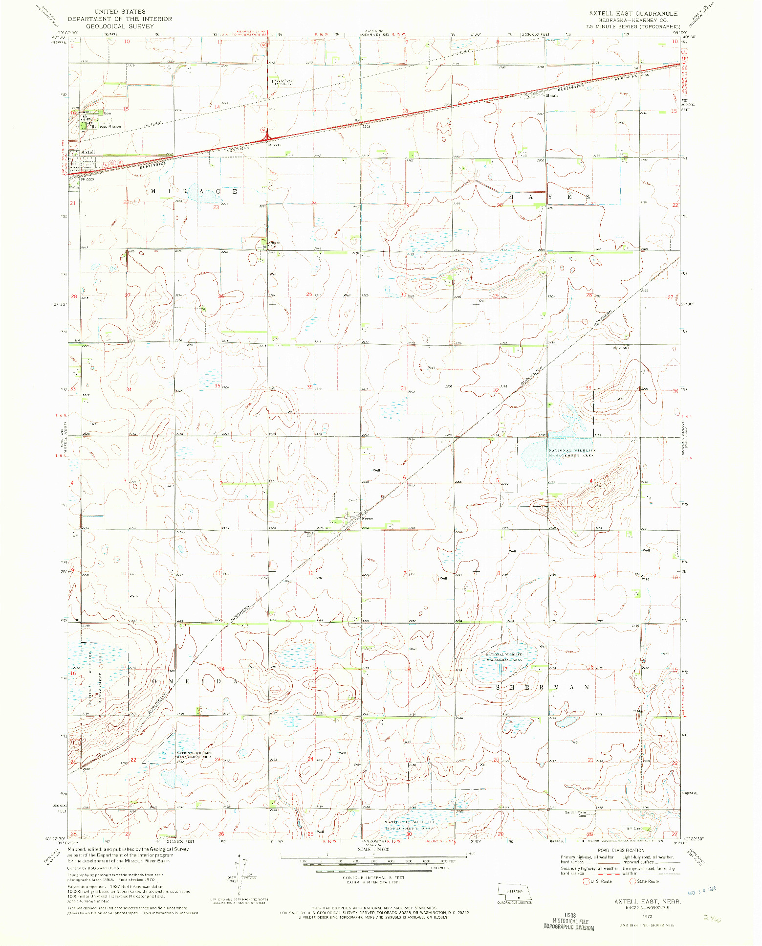 USGS 1:24000-SCALE QUADRANGLE FOR AXTELL EAST, NE 1970