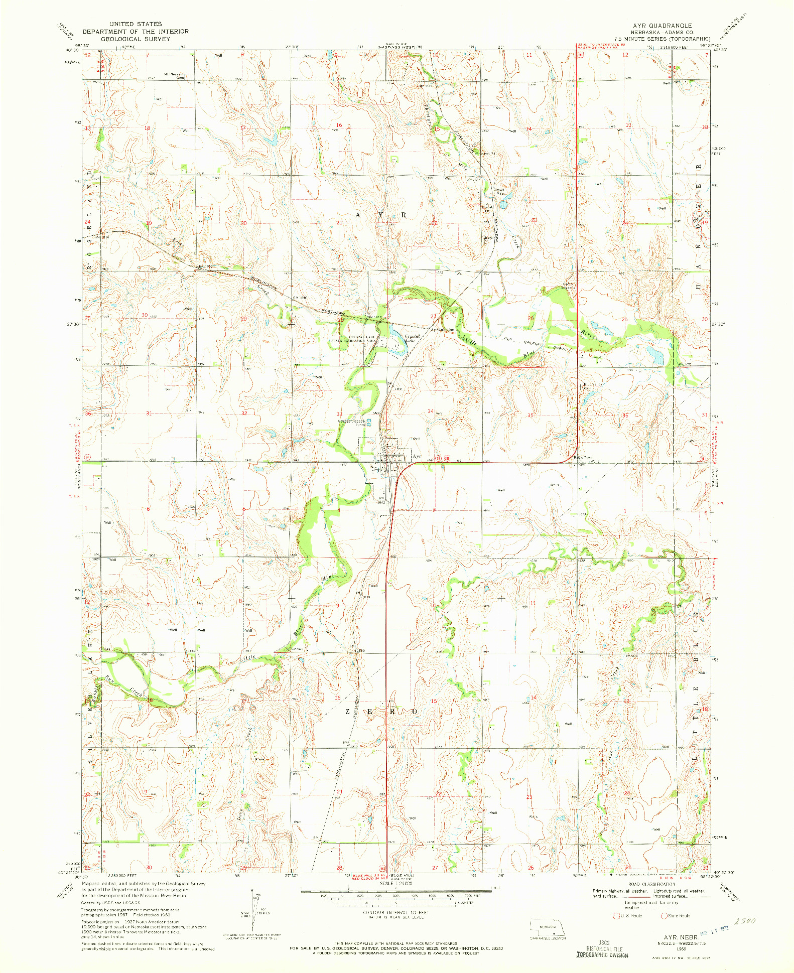 USGS 1:24000-SCALE QUADRANGLE FOR AYR, NE 1969