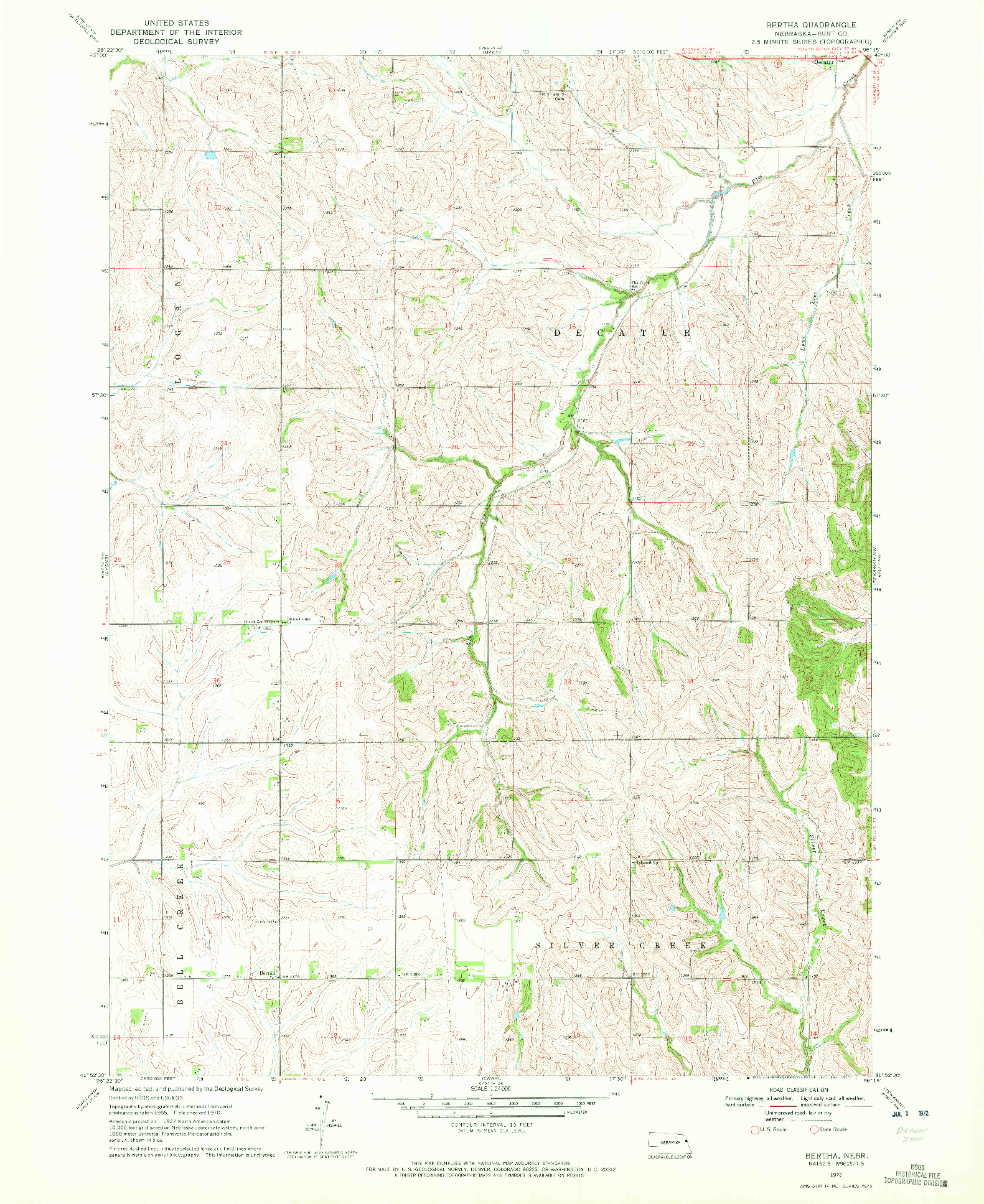 USGS 1:24000-SCALE QUADRANGLE FOR BERTHA, NE 1970