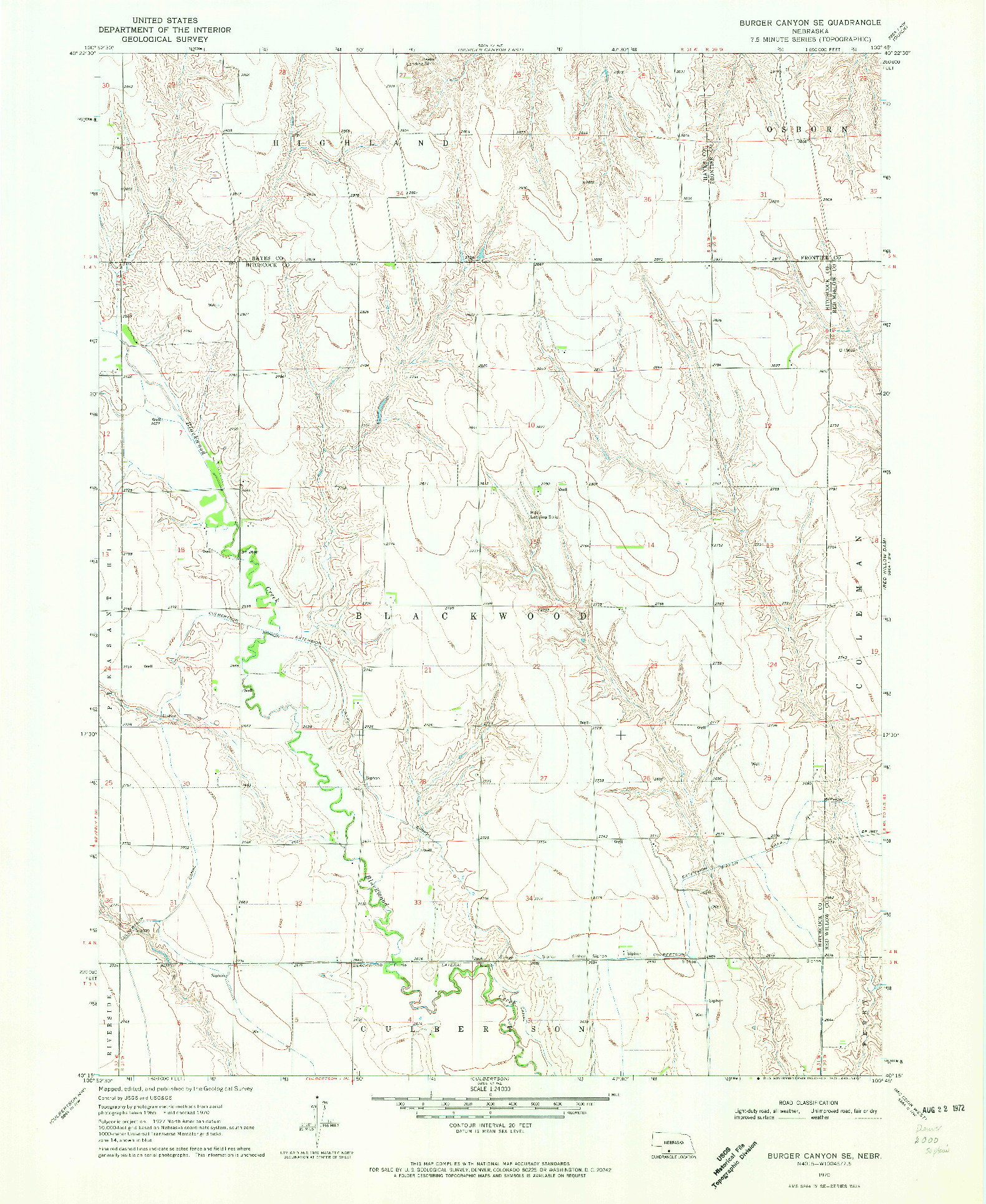 USGS 1:24000-SCALE QUADRANGLE FOR BURGER CANYON SE, NE 1970
