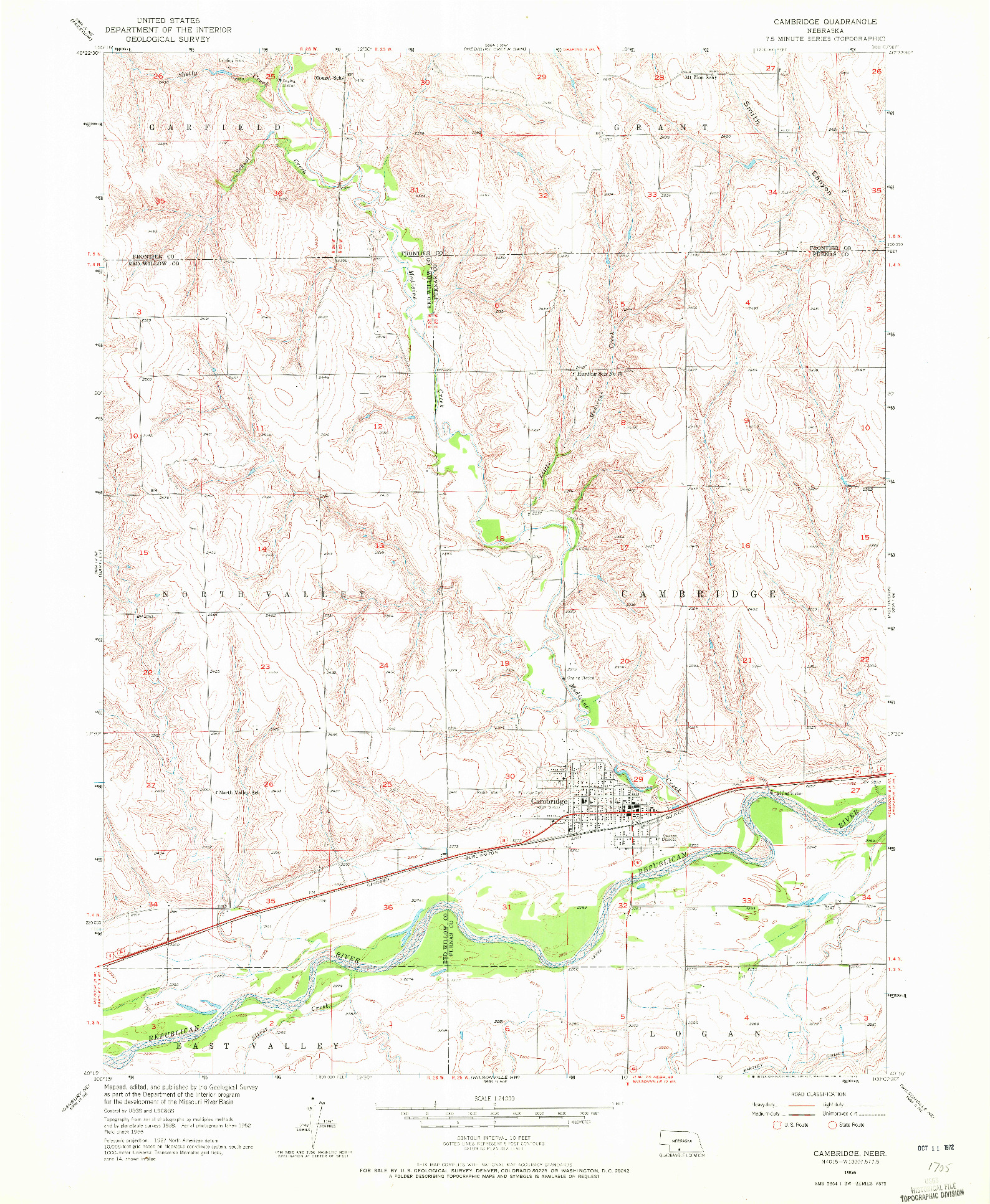 USGS 1:24000-SCALE QUADRANGLE FOR CAMBRIDGE, NE 1956