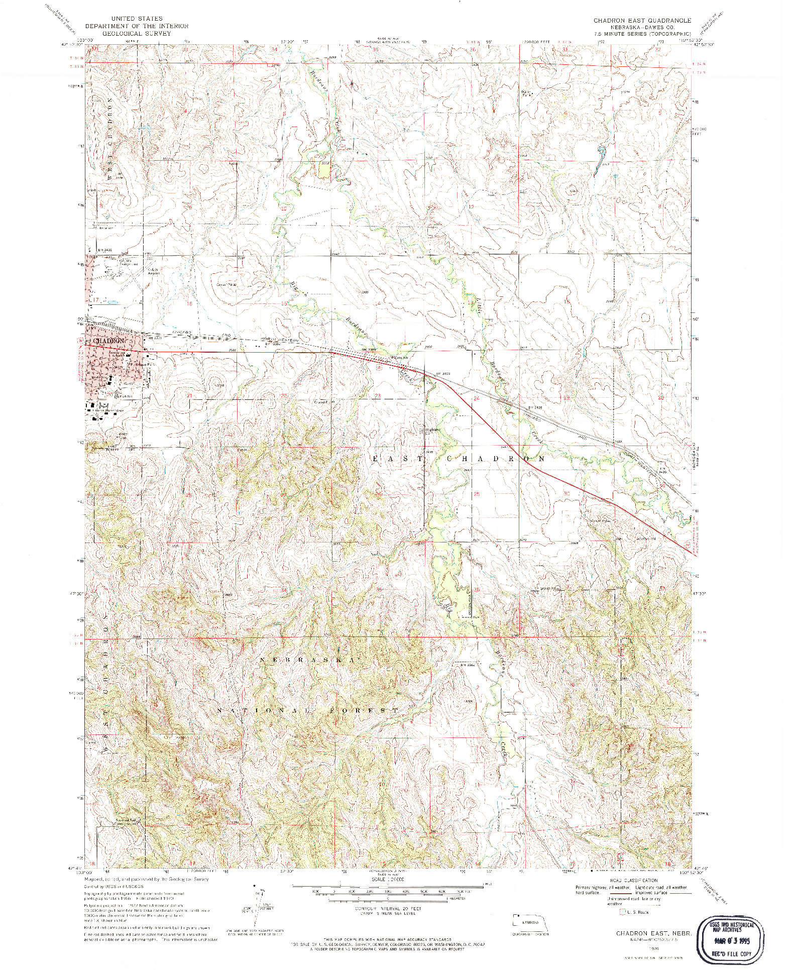 USGS 1:24000-SCALE QUADRANGLE FOR CHADRON EAST, NE 1970