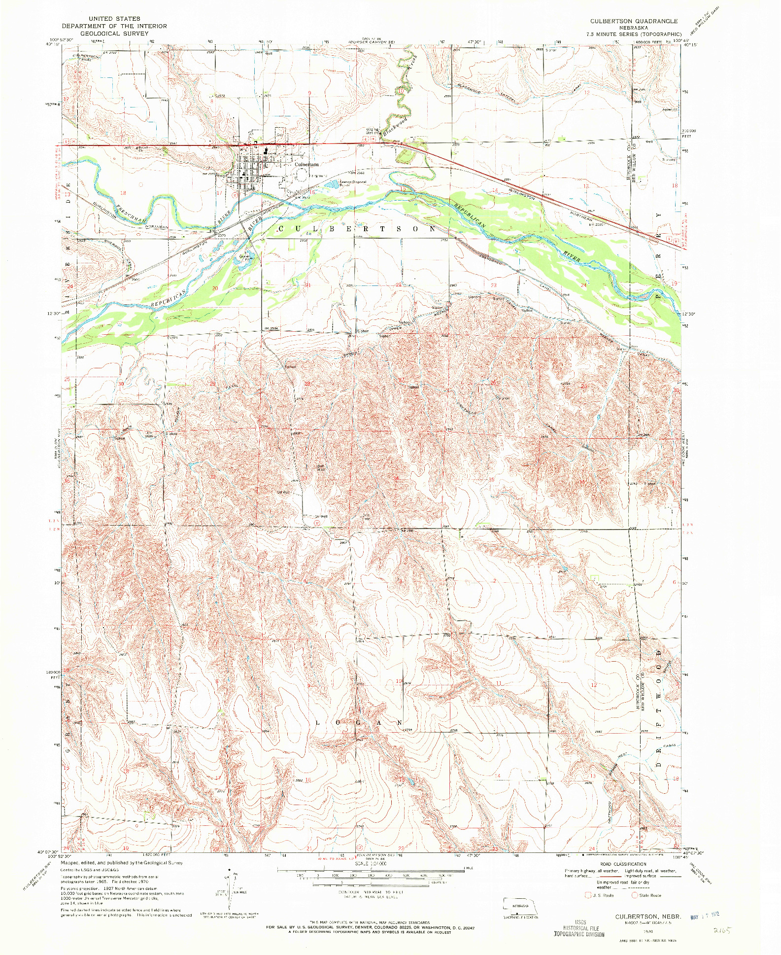 USGS 1:24000-SCALE QUADRANGLE FOR CULBERTSON, NE 1970