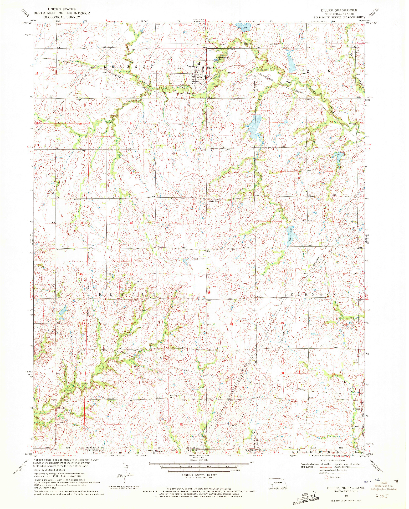 USGS 1:24000-SCALE QUADRANGLE FOR DILLER, NE 1970