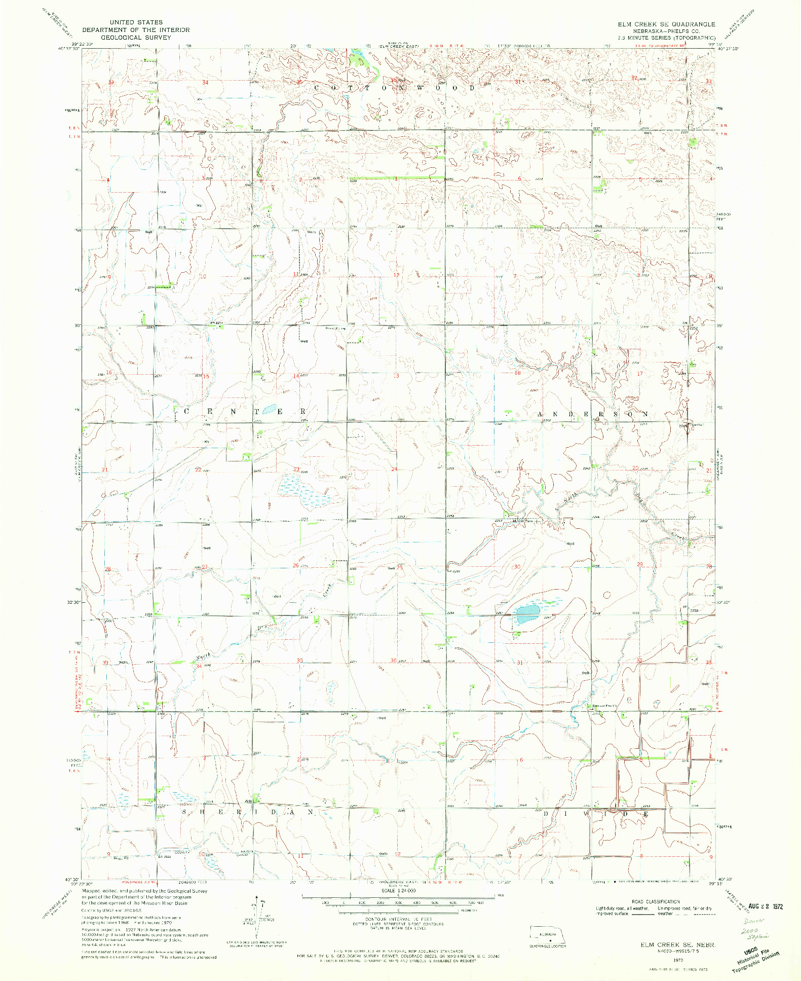 USGS 1:24000-SCALE QUADRANGLE FOR ELM CREEK SE, NE 1970
