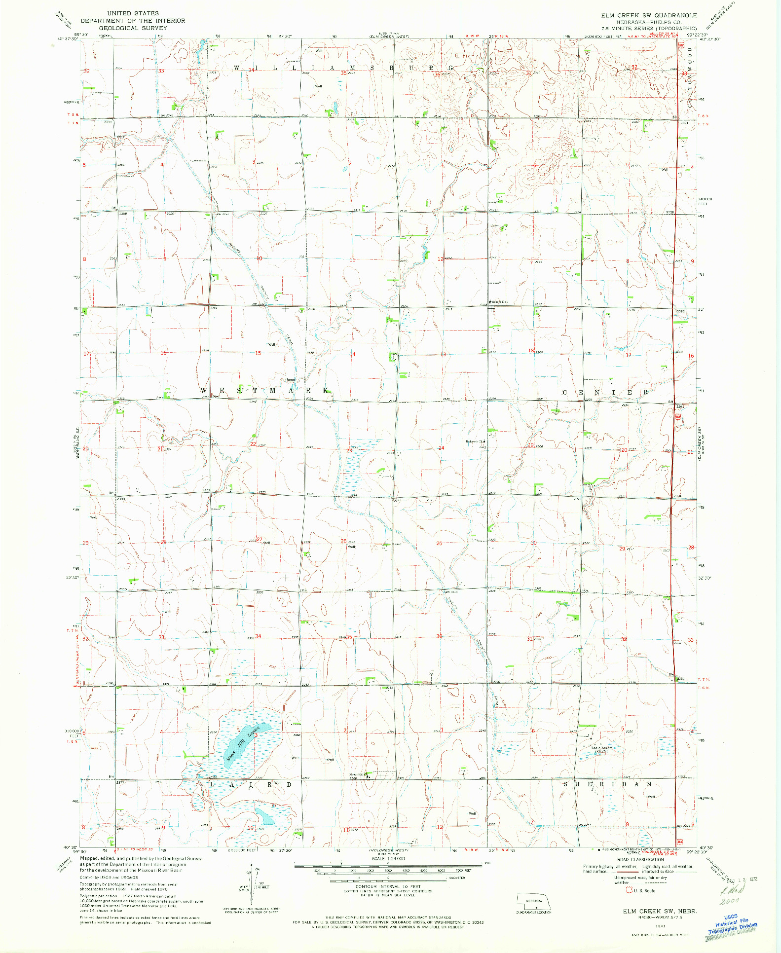 USGS 1:24000-SCALE QUADRANGLE FOR ELM CREEK SW, NE 1970